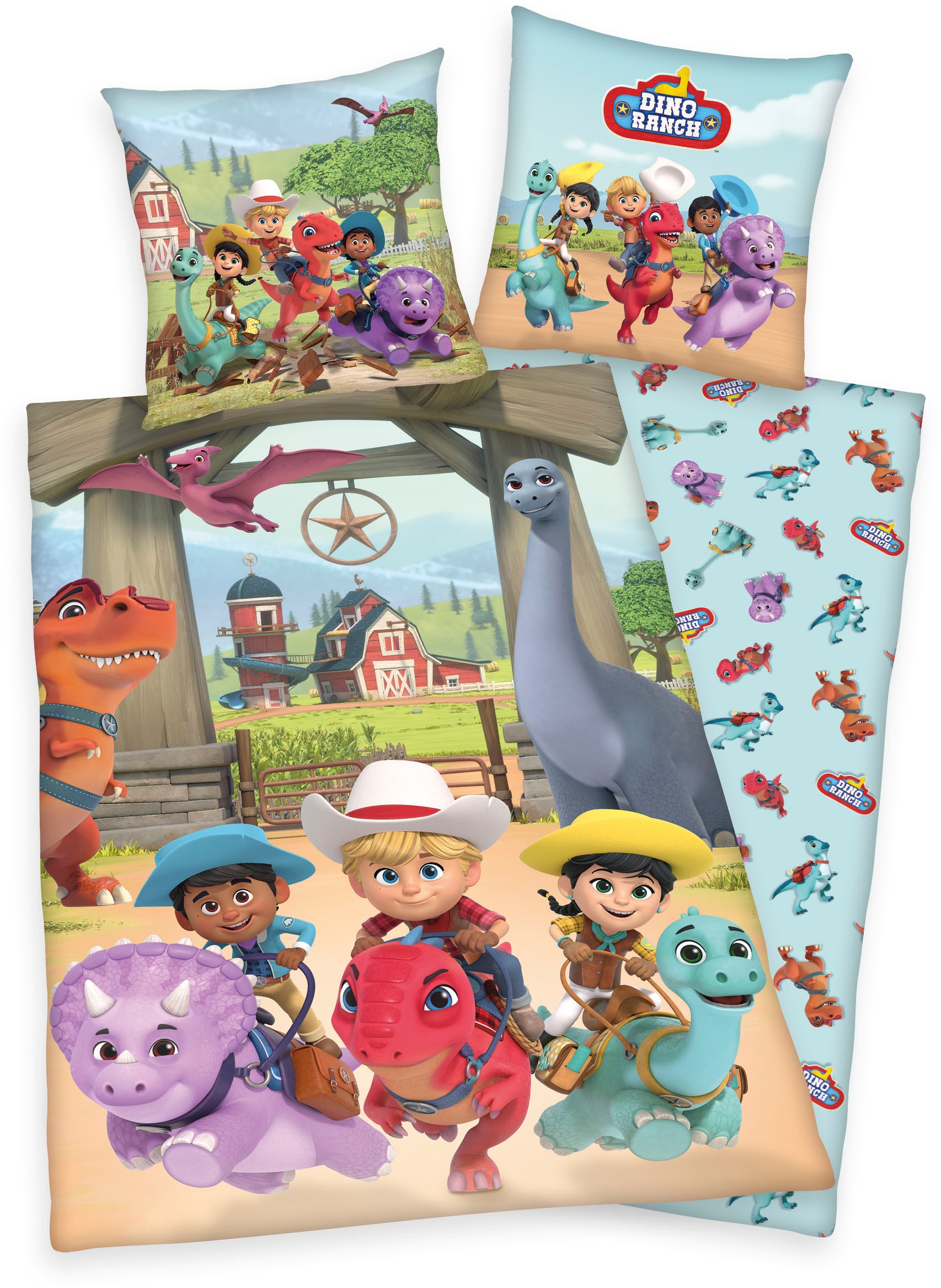 Kinderbettwäsche "Dinoranch" 2 Stk. tlg. mit tollem Motiv günstig online kaufen