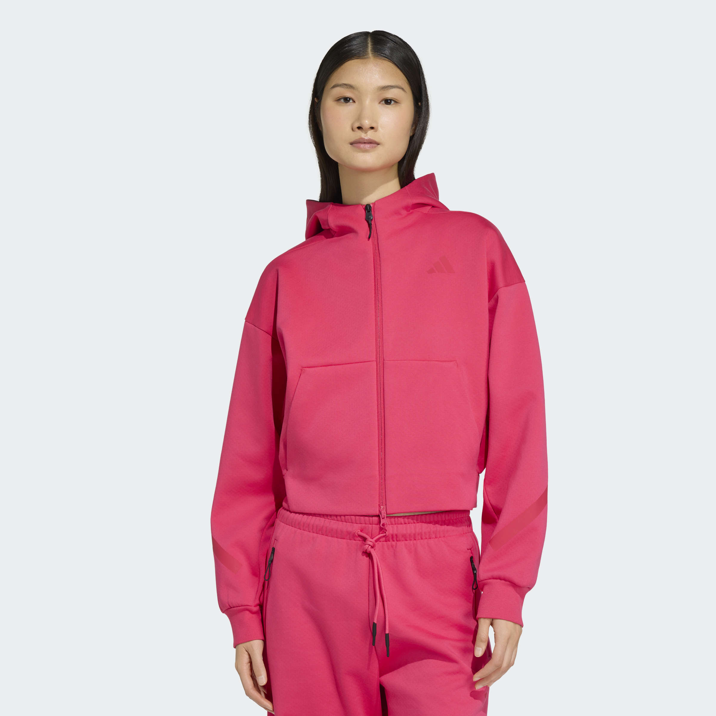 adidas Sportswear Kapuzensweatshirt "ADIDAS Z.N.E. CROPPED FULL ZIP", mit Rundhalsausschnitt, ohne Verschluss, in normaler Länge
