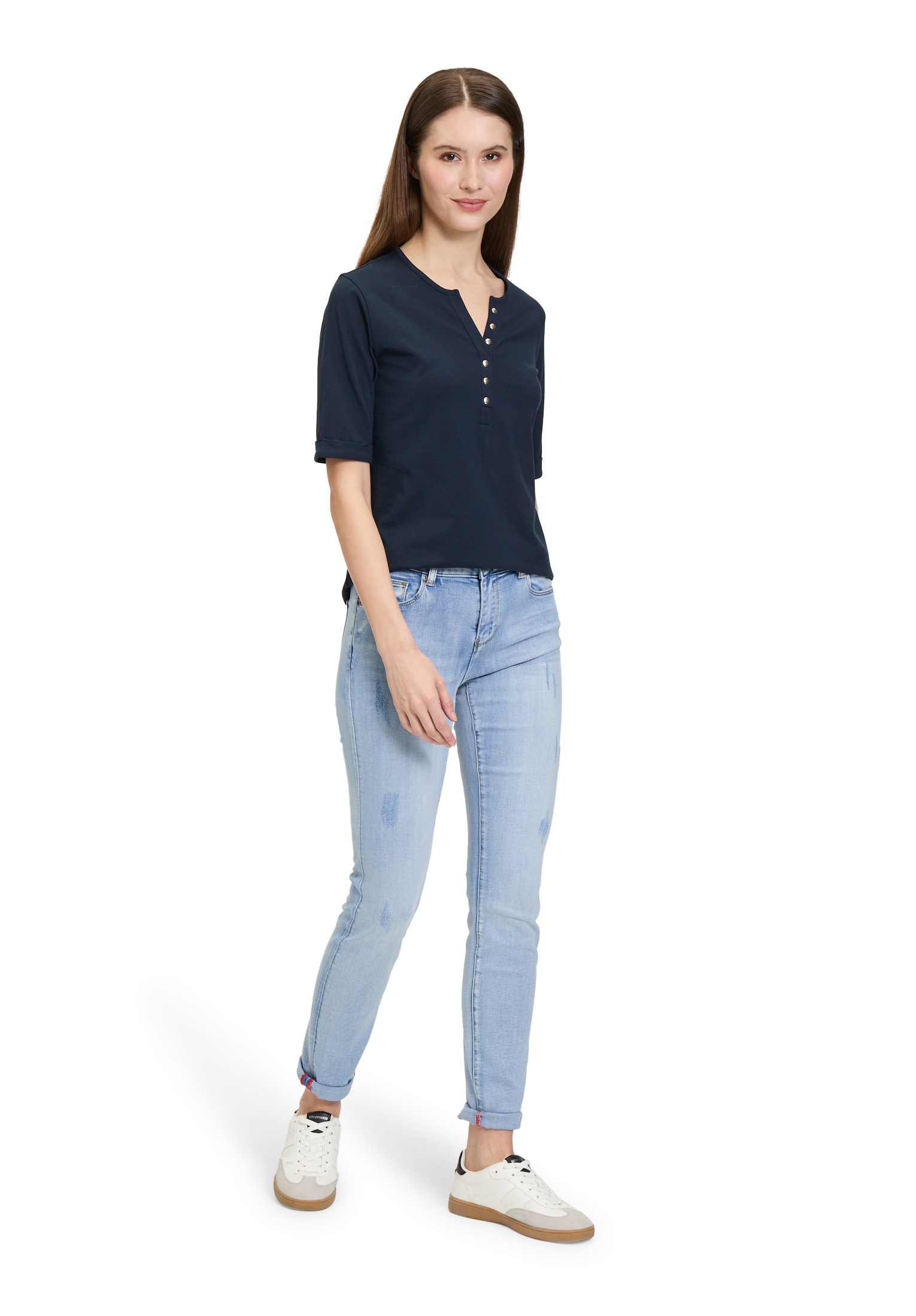 Slim-fit-Jeans BETTY BARCLAY "Damen mit Waschung", Damen, Gr. 36, Normalgrößen, blau (light blau denim), Obermaterial: 56% Baumwolle, 30% Viskose, 12% Polyester, 2% Elasthan, Basic, slim fit, Jeans Slim-fit-Jeans 3