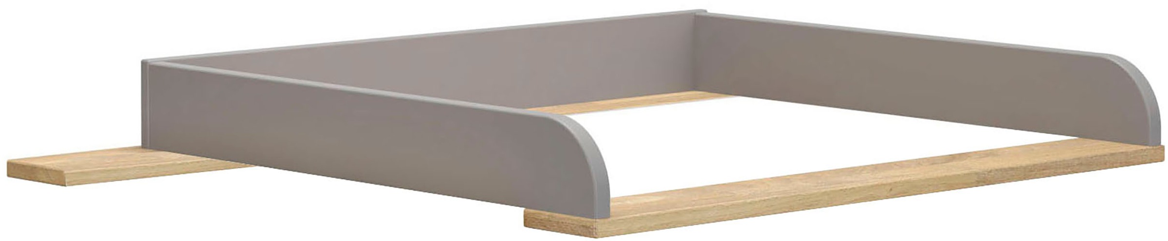 Wickelaufsatz PAIDI, B:123cm H:12cm T:80cmschiefergrau, eiche massiv, Wickelaufsätze, "STIENE in Beige oder Grau, zur Erweiterung der Kommode",