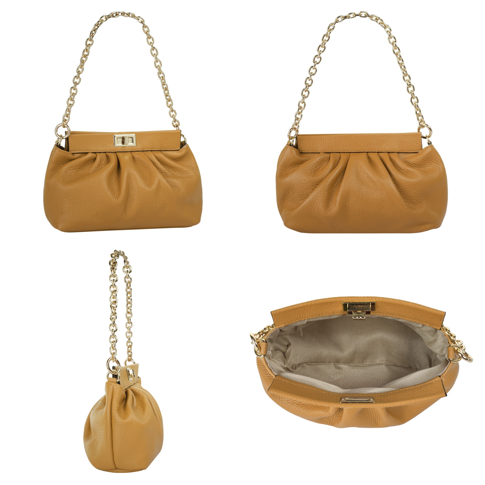 Cluty Umhängetasche, echt Leder, Made in Italy