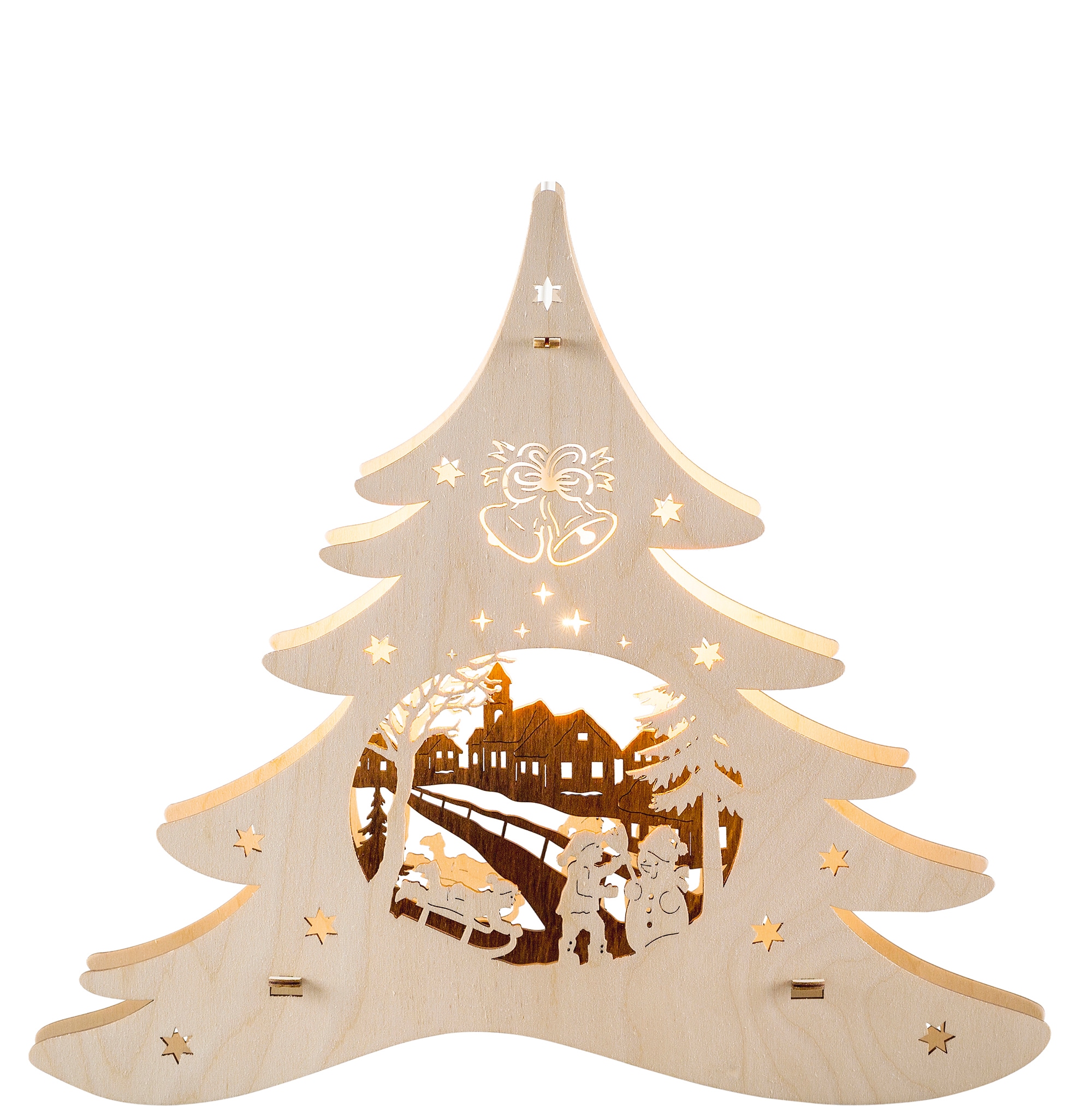 Weigla Dekolicht »Tannenbaum - Winterspaß, Weihnachtsdeko«, 1 flammig-flammig, beleuchtetes Fensterbild