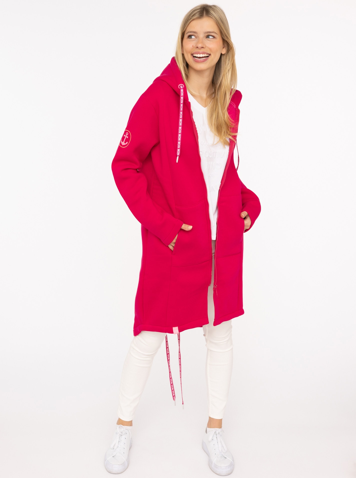 Zwillingsherz Jerseymantel »"Küste Meer Moin"« mit großem Motiv am Rücken