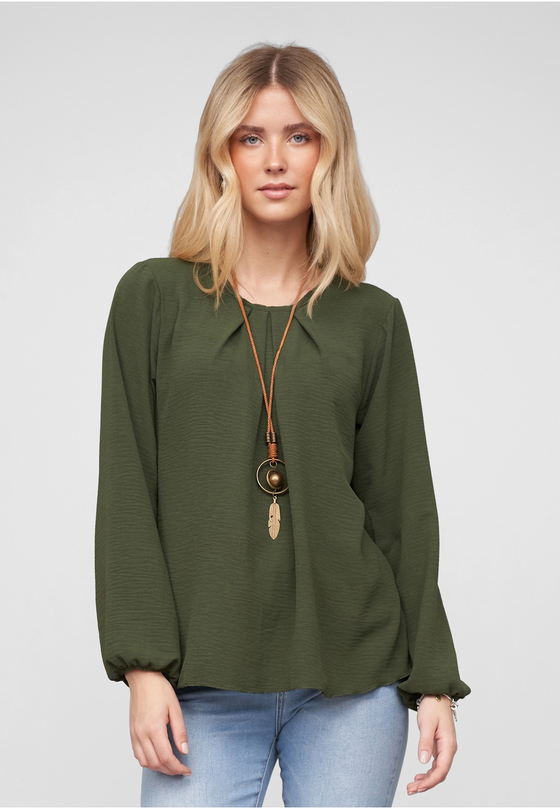 CLOUD 5IVE Klassische Bluse »CLOUD 5IVE Longsleeve Blouse with Necklace«