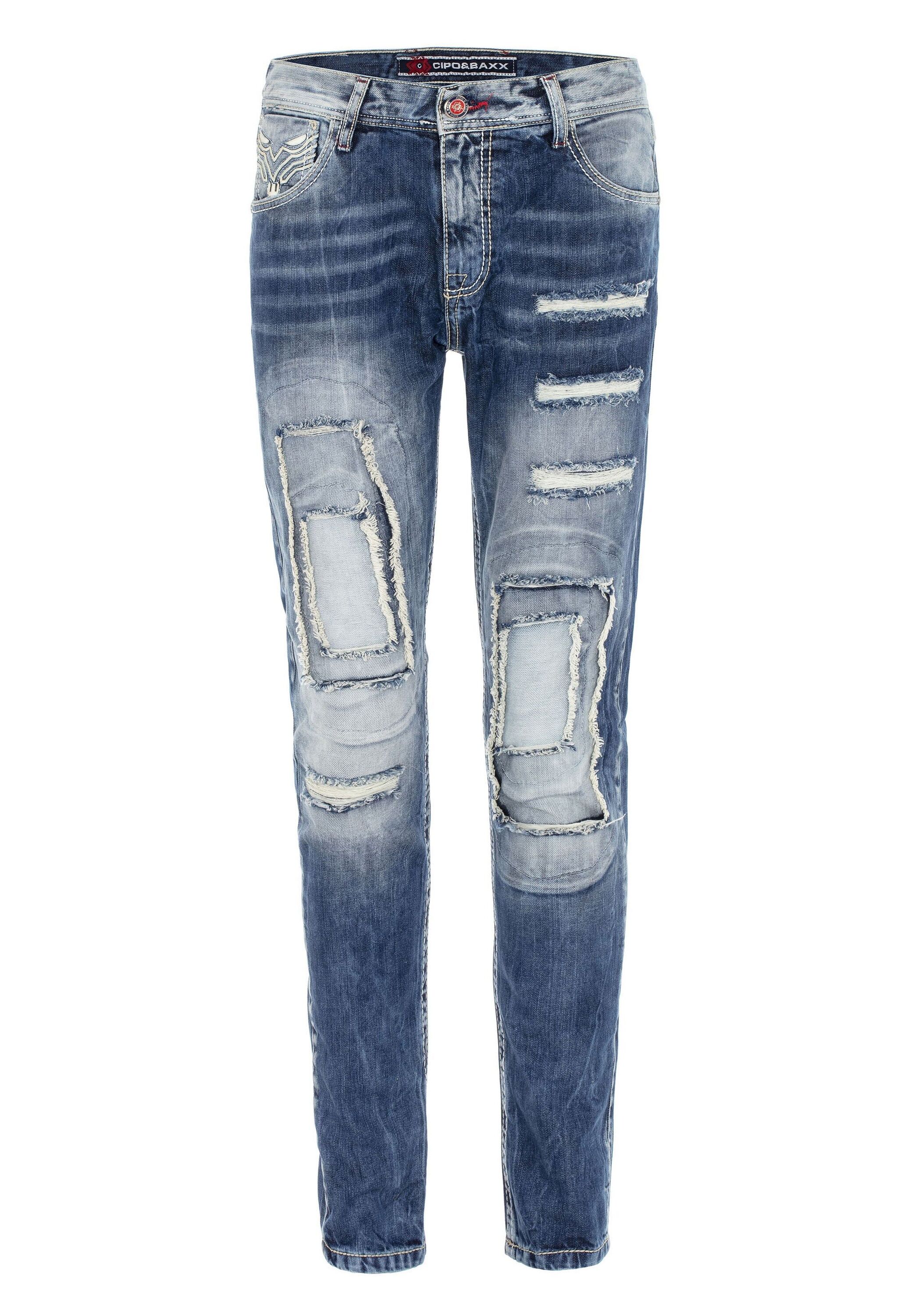 Cipo & Baxx Regular-fit-Jeans "Cipo & Baxx Jeans DENIM" bequeme Jeans im ausgefallenen Lagen-Design, CD611