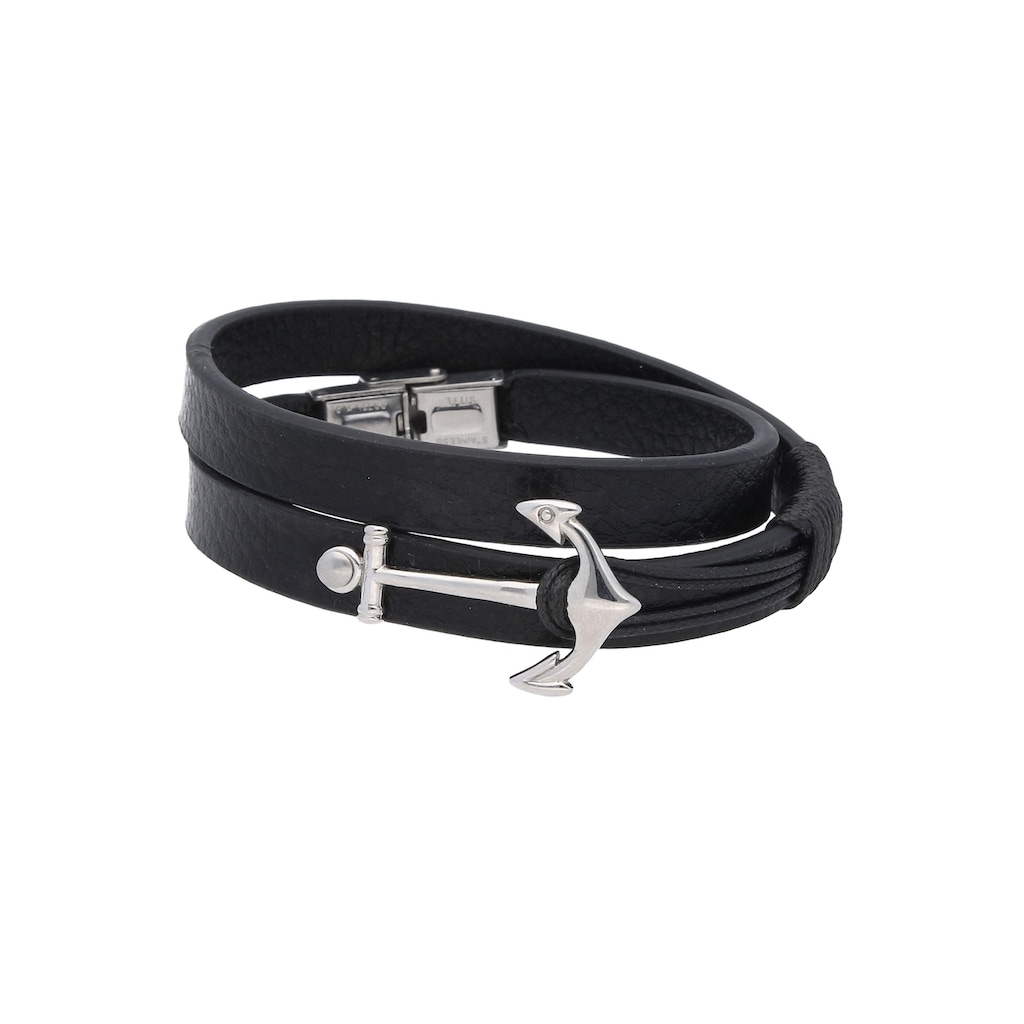 Firetti Lederarmband »Schmuck Geschenk Armschmuck Wickelarmband Maritim Anker«