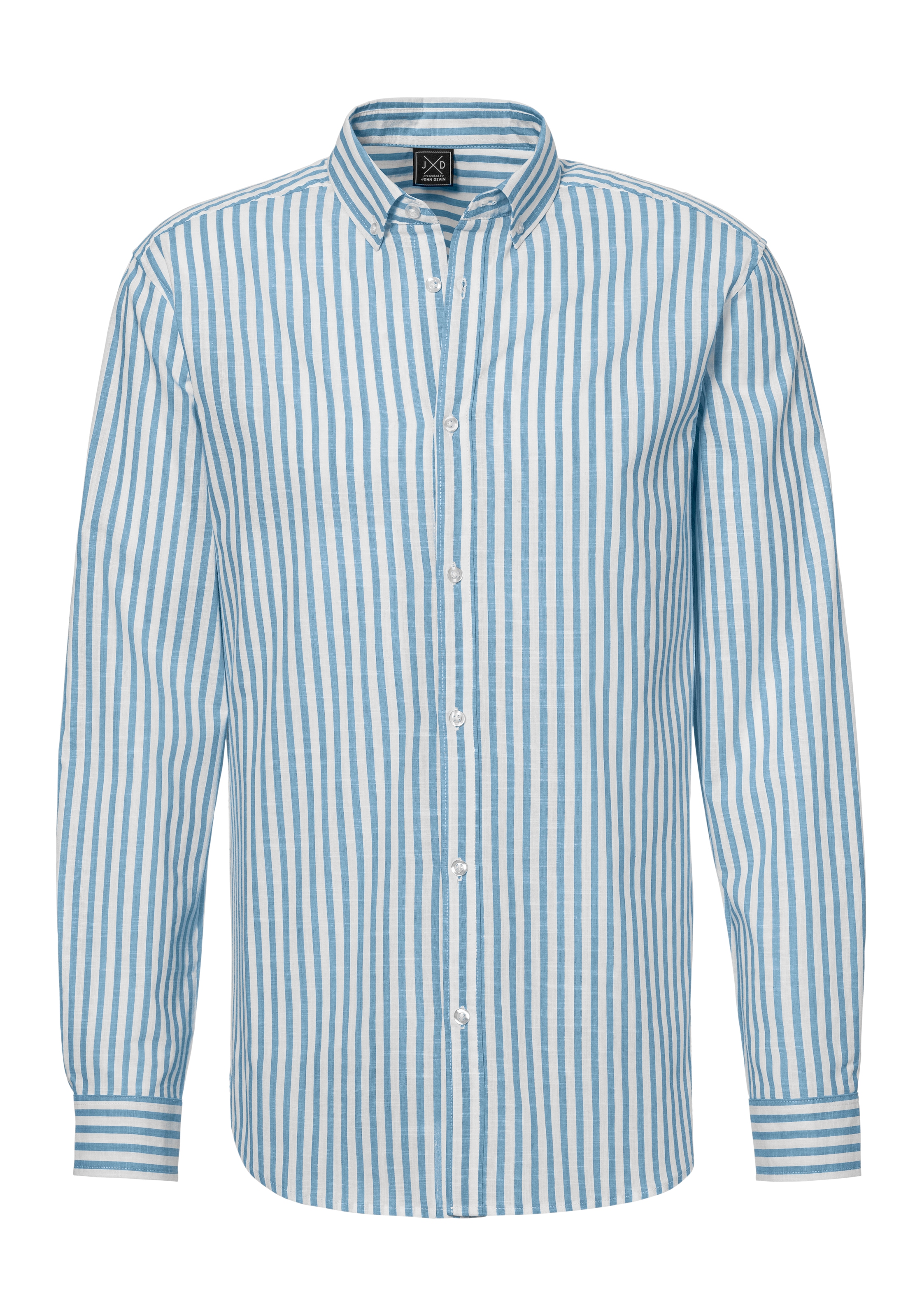 John Devin Langarmhemd »Regular Fit«, Streifenhemd mit Button-down-Kragen, aus reiner Baumwolle