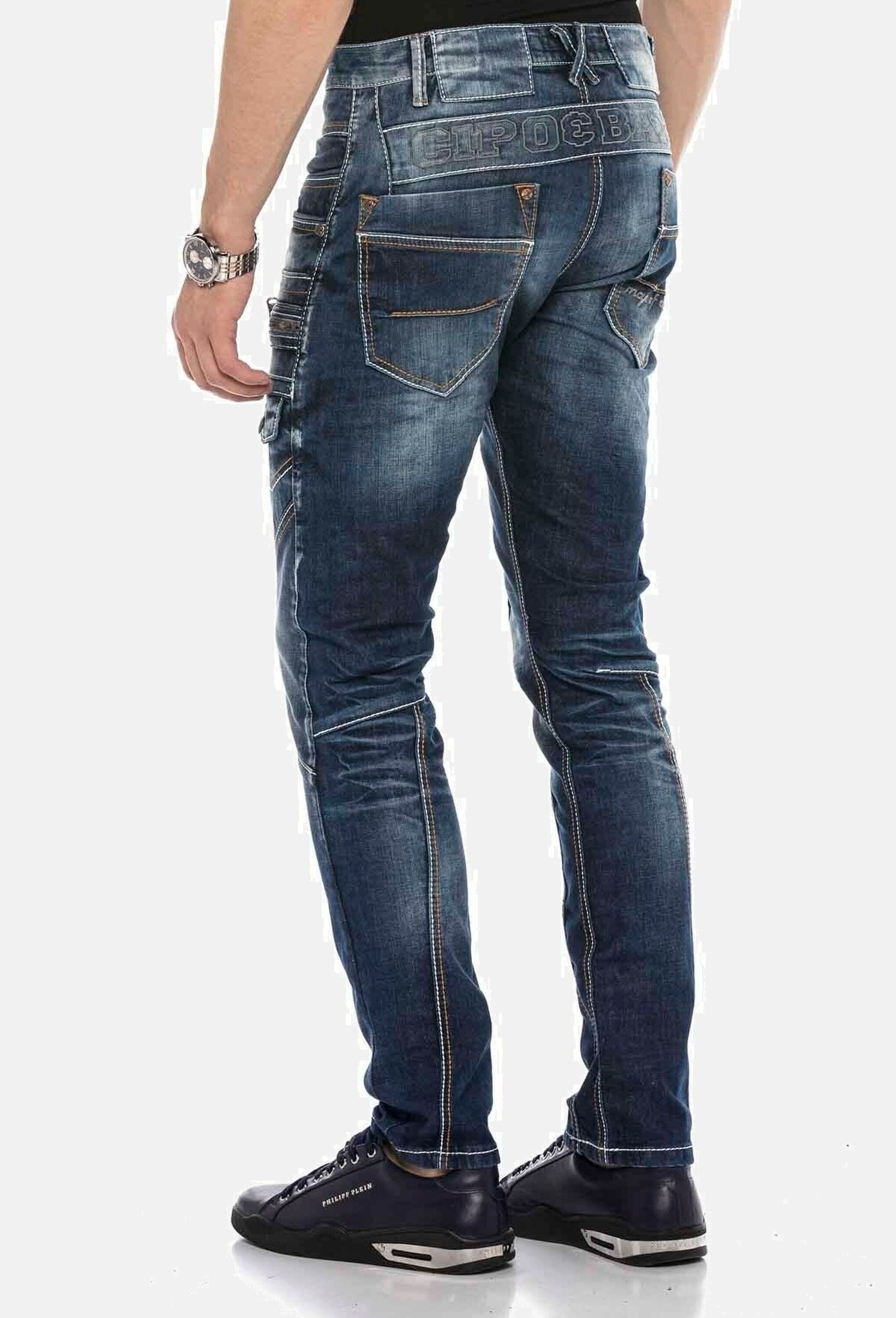 Cipo & Baxx Regular-fit-Jeans »Cipo & Baxx Jeans DENIM« bequeme Jeans mit Kontrastnähten, CD584