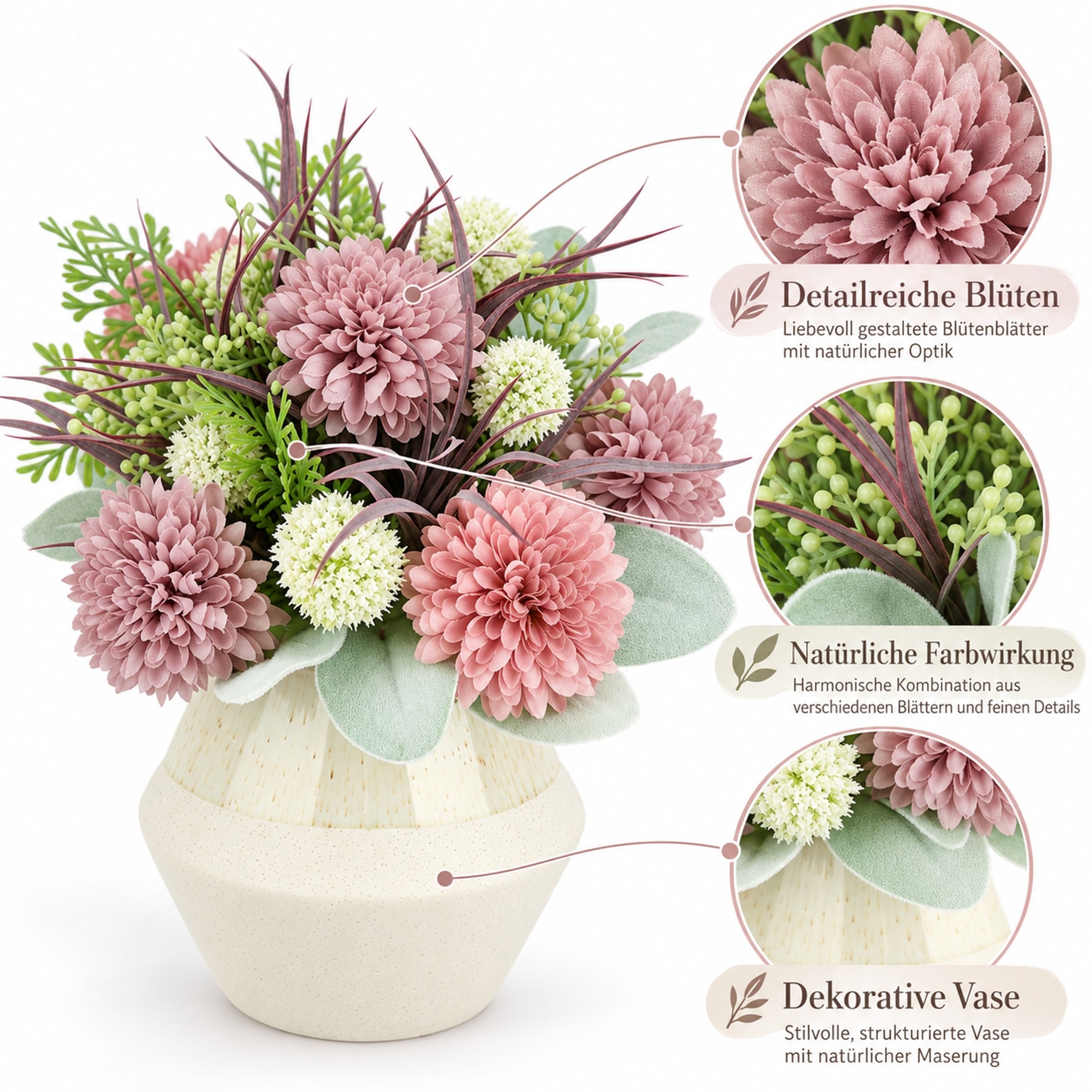 I.GE.A. Kunstblume »Gesteck aus Dahlien und Allium«
