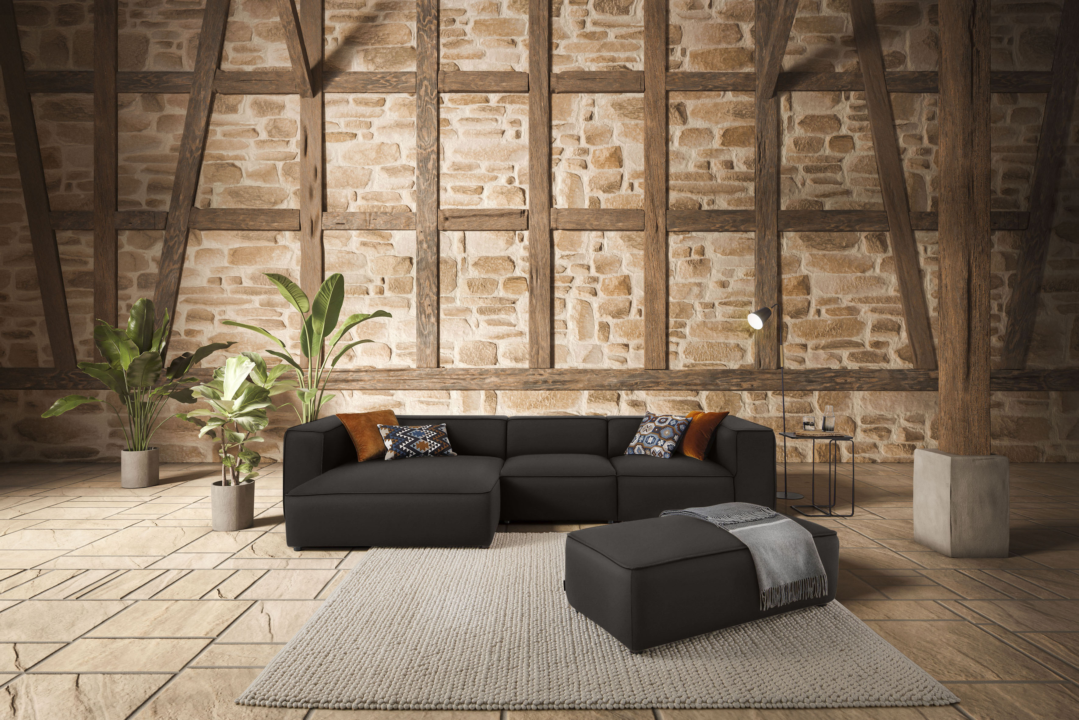W.SCHILLIG Ecksofa "around-the-block Mega Sofa, viel Platz und hoher Sitzkomfort, L-Form" mit eleganter Biese, mit Federkern, Breite 341 cm