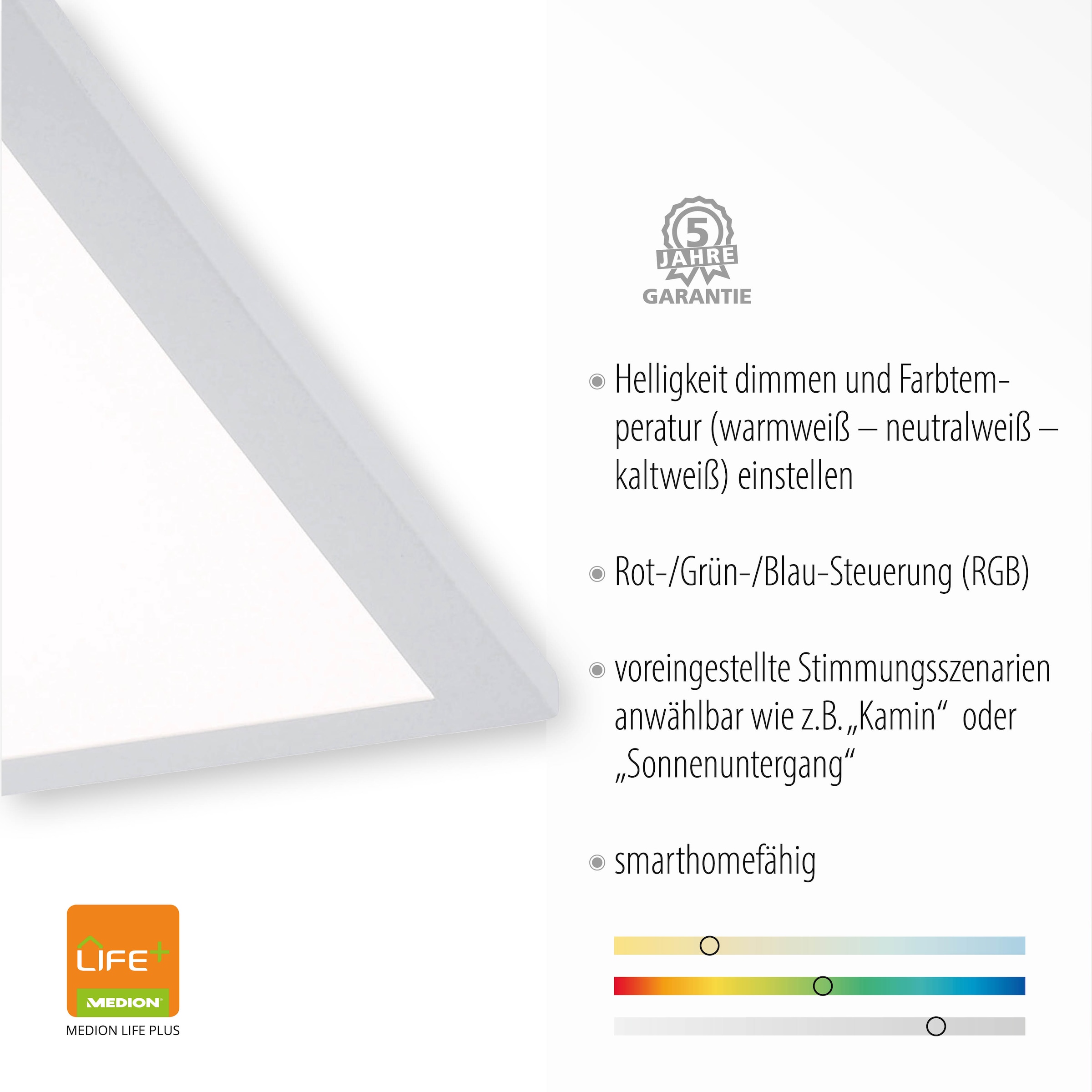 Infrarot BAUR 1 JUST white, Smarthome »Ls-FLAT«, flammig-flammig, Deckenleuchte | Fernbedienung, inkl., fähig RGB+tunable LIGHT