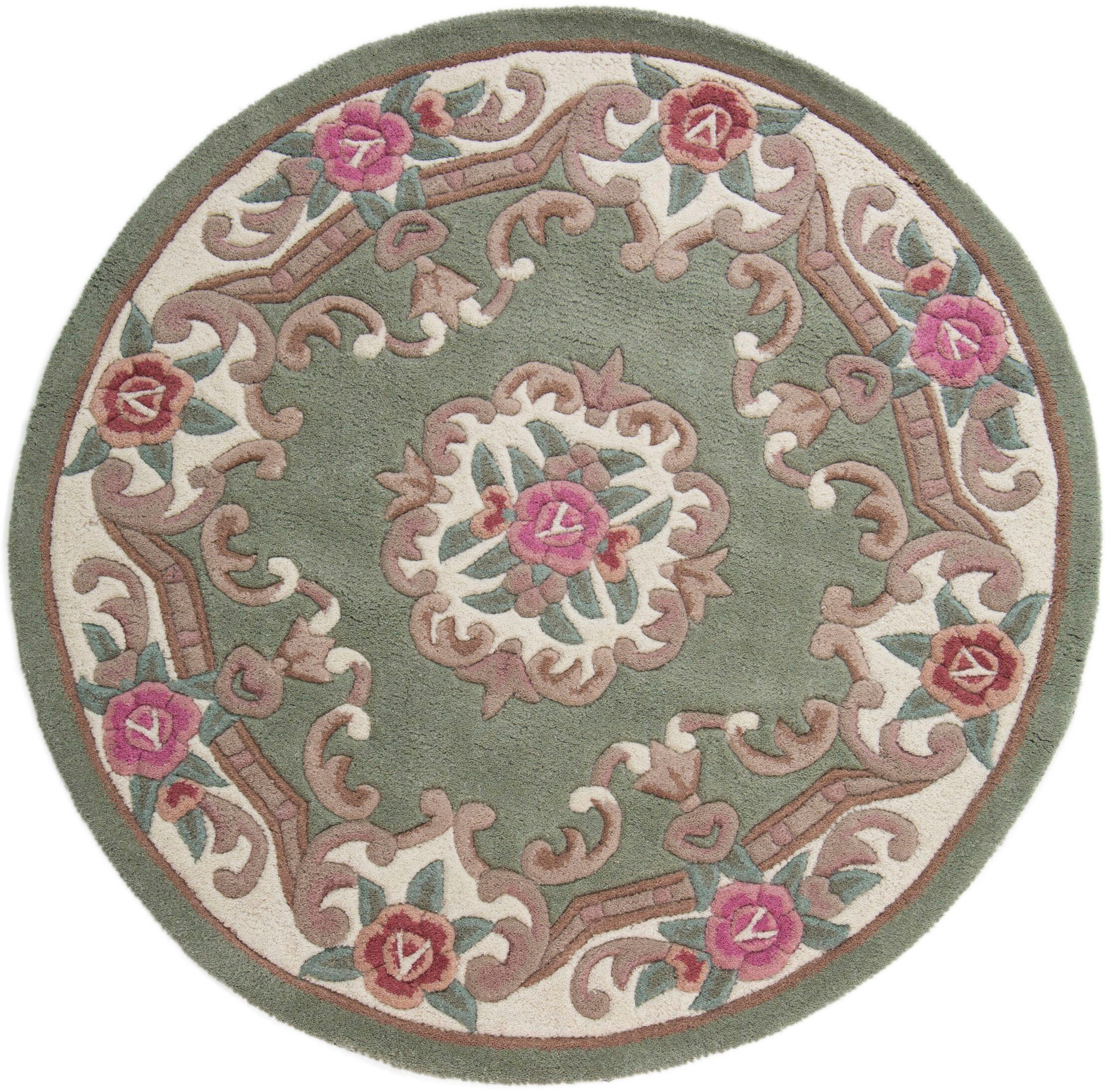 FLAIR RUGS Wollteppich "Aubusson" rund 10 mm Höhe Wolle, Teppich, Wohnzimme günstig online kaufen