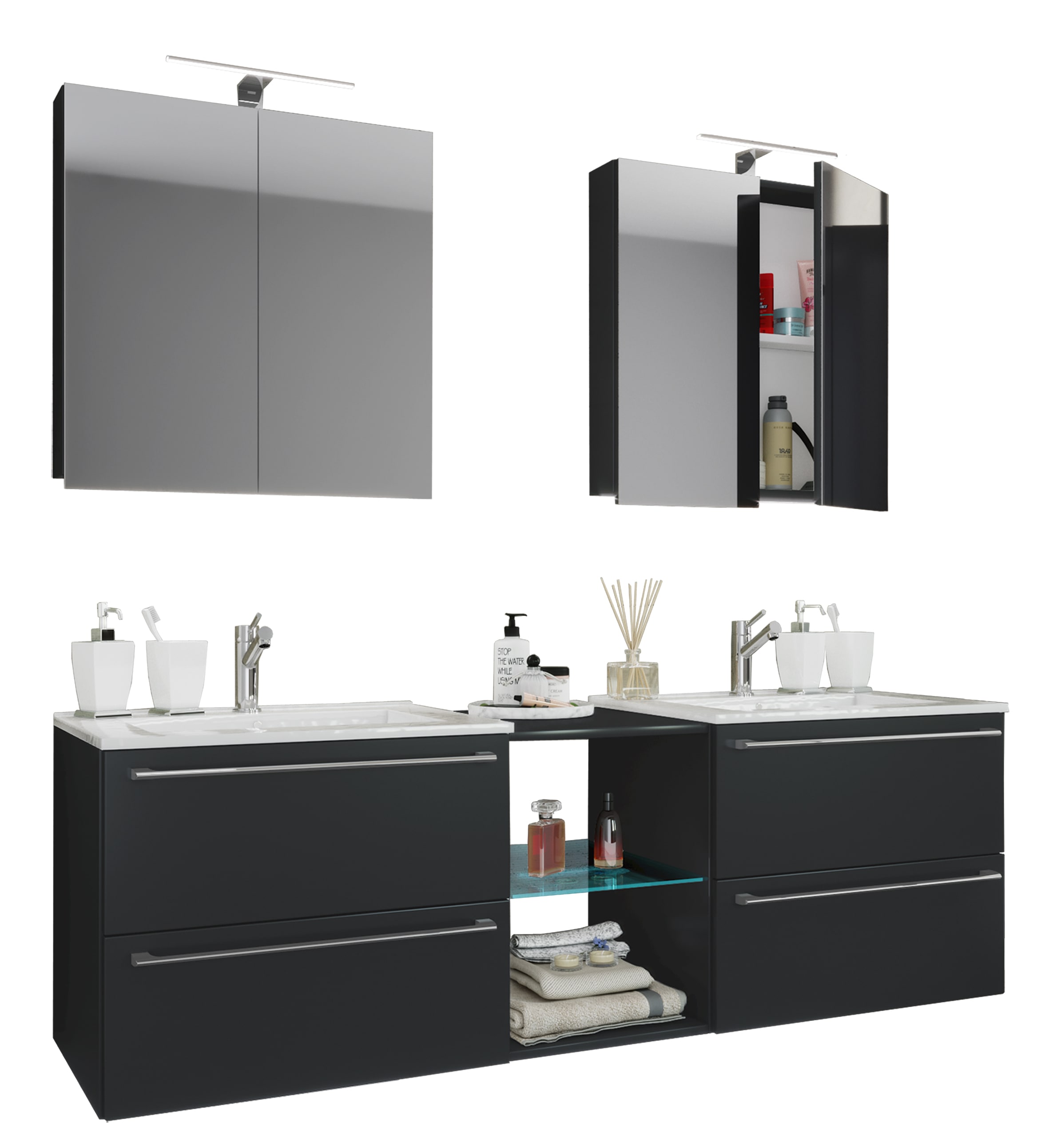 VCM Waschtisch »3-tlg. Doppel Waschplatz Waschtisch Badinos XXL« 3 Stk. tlg.