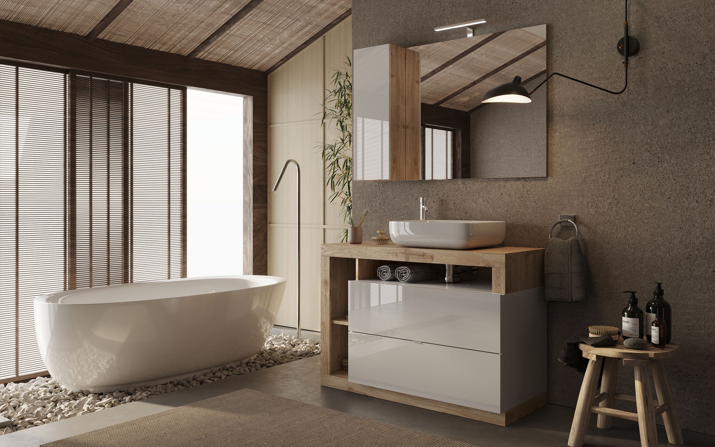 Thumbnail - welltime Badmöbel-Set "Hamburg, Badezimmerset 2tlg. Breite 110 cm, Badmöbel, Waschtisch inkl." Spar-Set, 2 Stk. tlg.