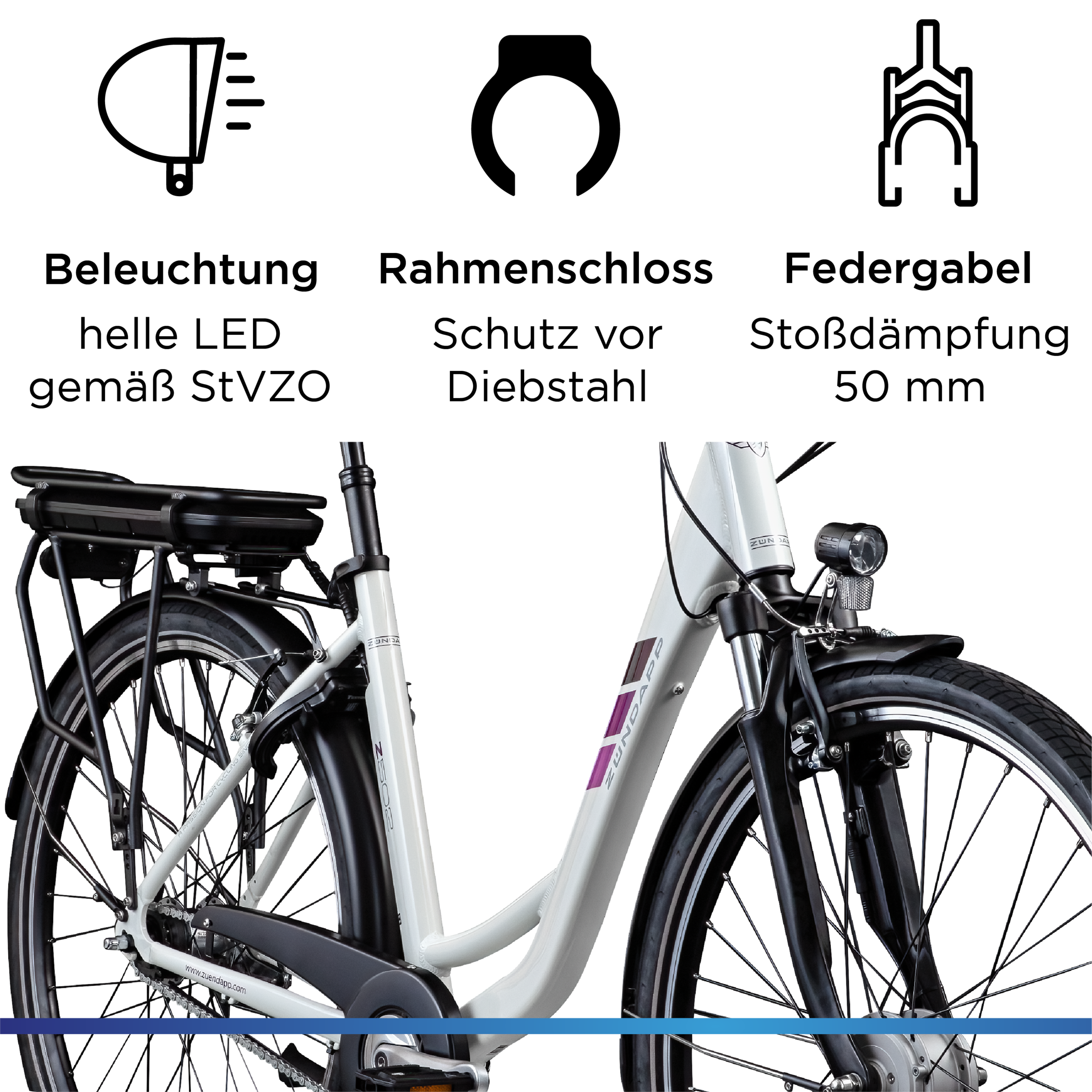 Zündapp »Z502« 7 Gang Nabenschaltung Frontmotor 250 W Pedelec, Elektrofahrrad für Damen und Herren