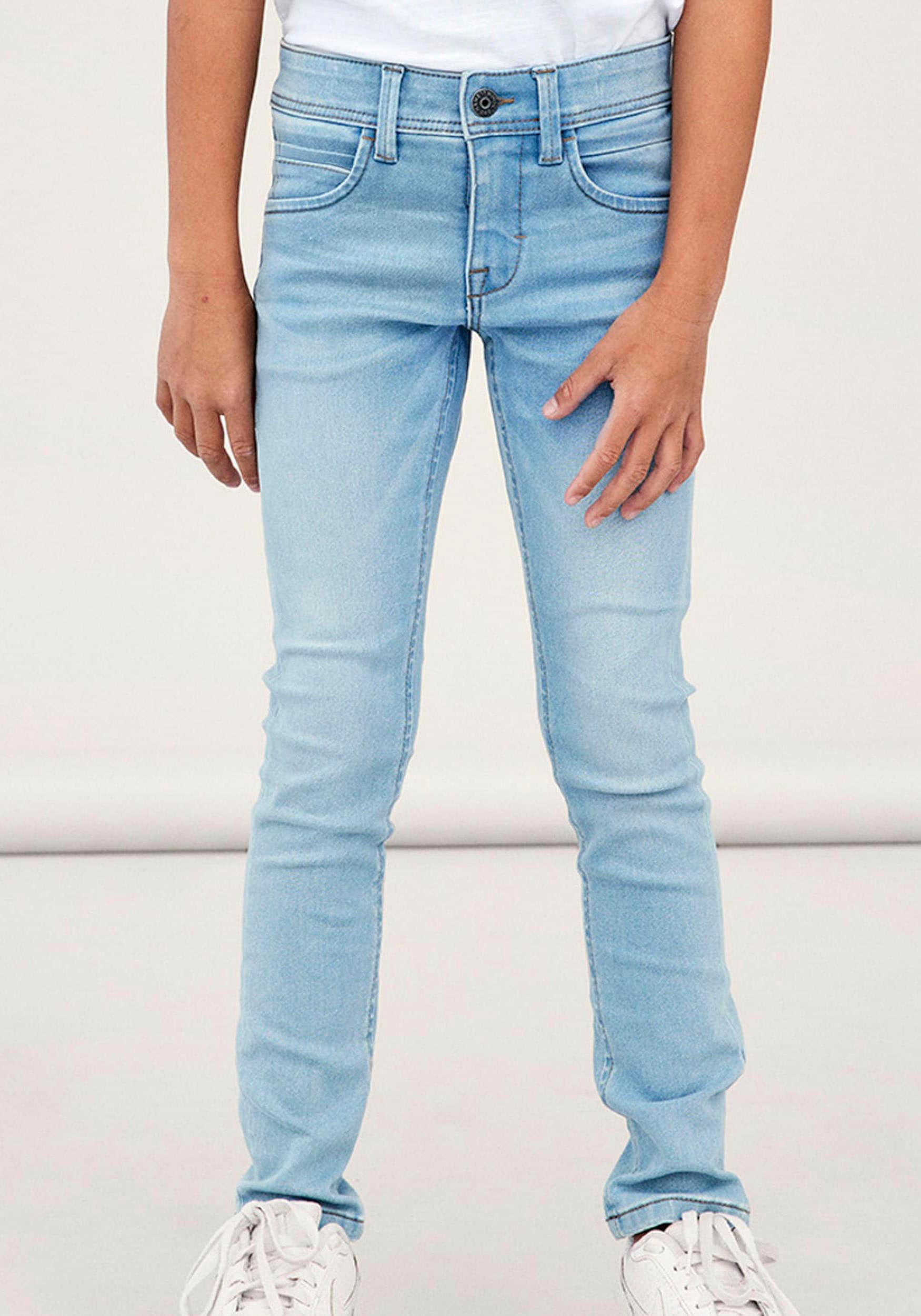 Name It 1100000002199 "NKMSILAS XSLIM JEANS 2002-TX NOOS" slim fit, Denim, Abriebeffekte, angesetztes Bündchen