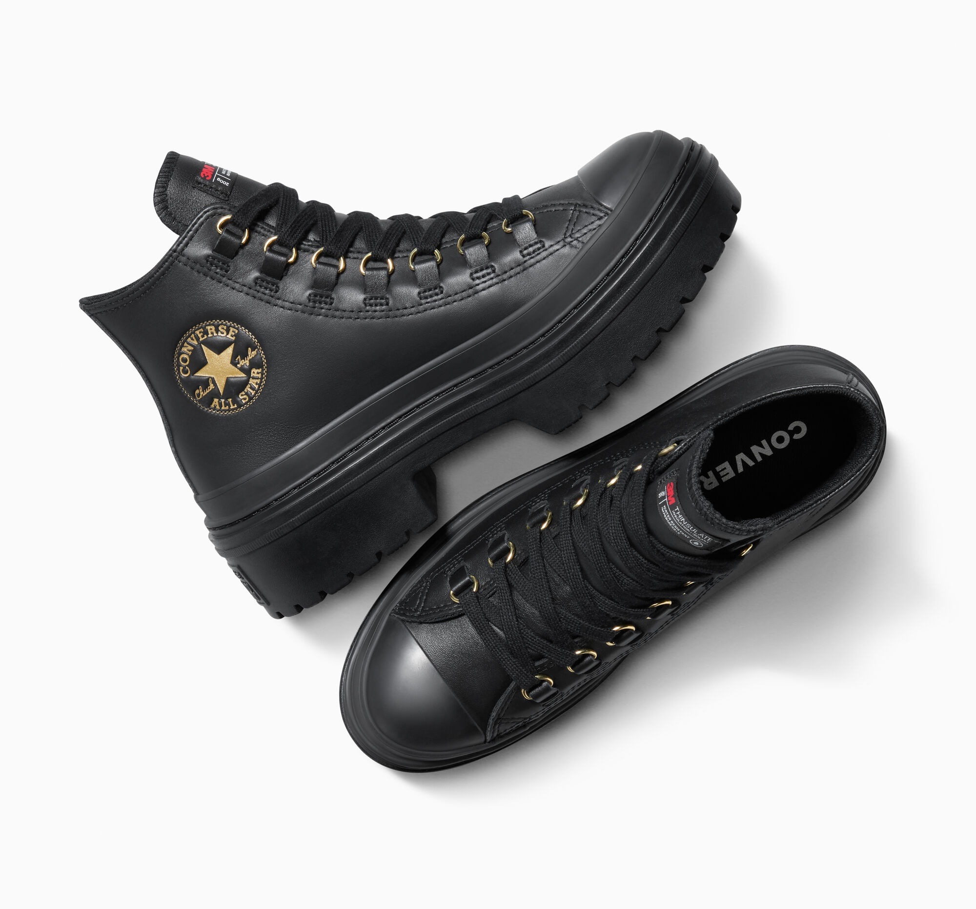 Winterstiefel CONVERSE "CHUCK TAYLOR ALL STAR LUGGED HEEL CC", Damen, Gr. 38, schwarz, schwarz, gold, Textil, Schuhe Winterstiefel, Winterschuhe, Winterboots, Snowboots, wasserdicht 3