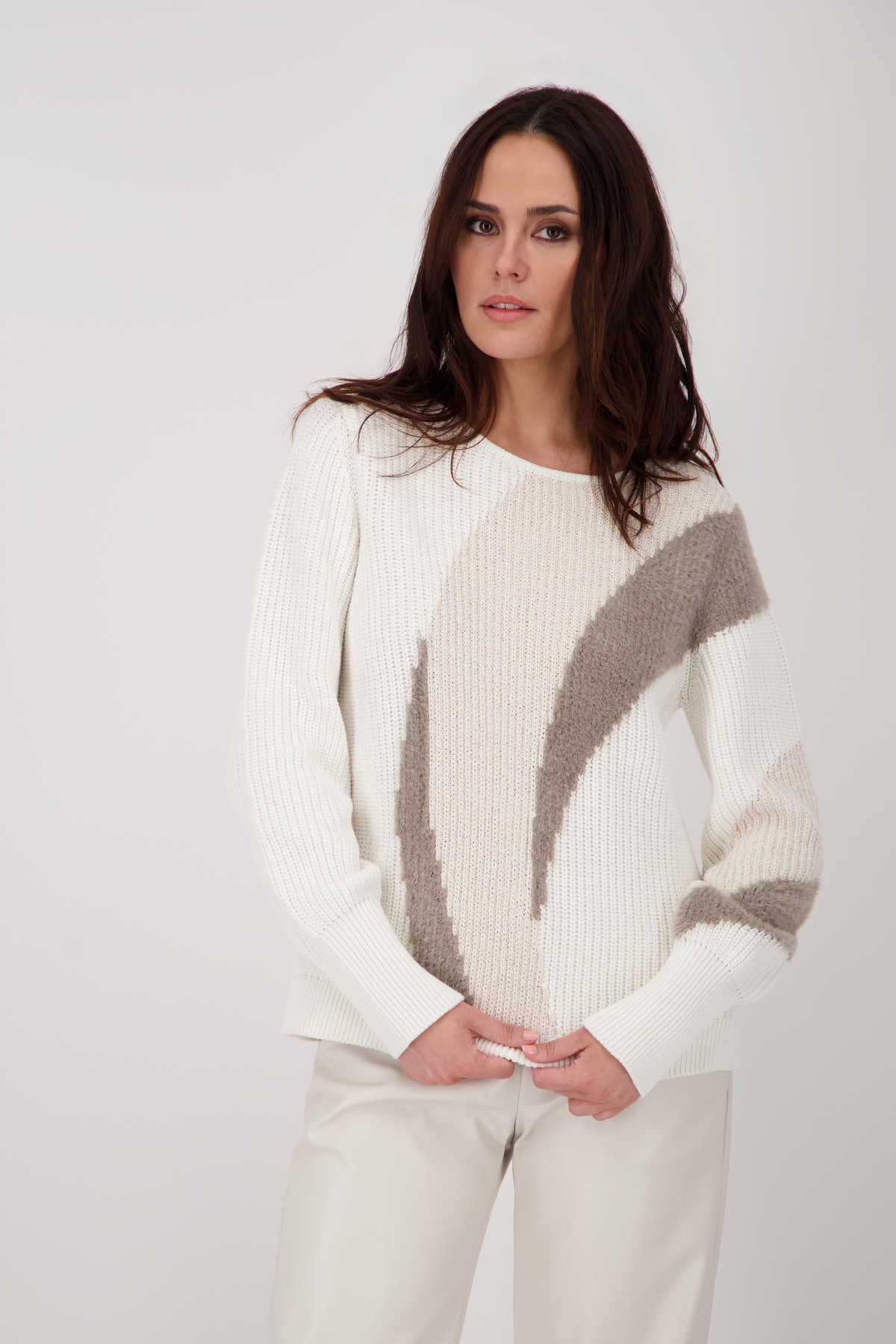 Monari Strickpullover "Pullover Intarsie", Mit Rundhalsausschnitt günstig online kaufen