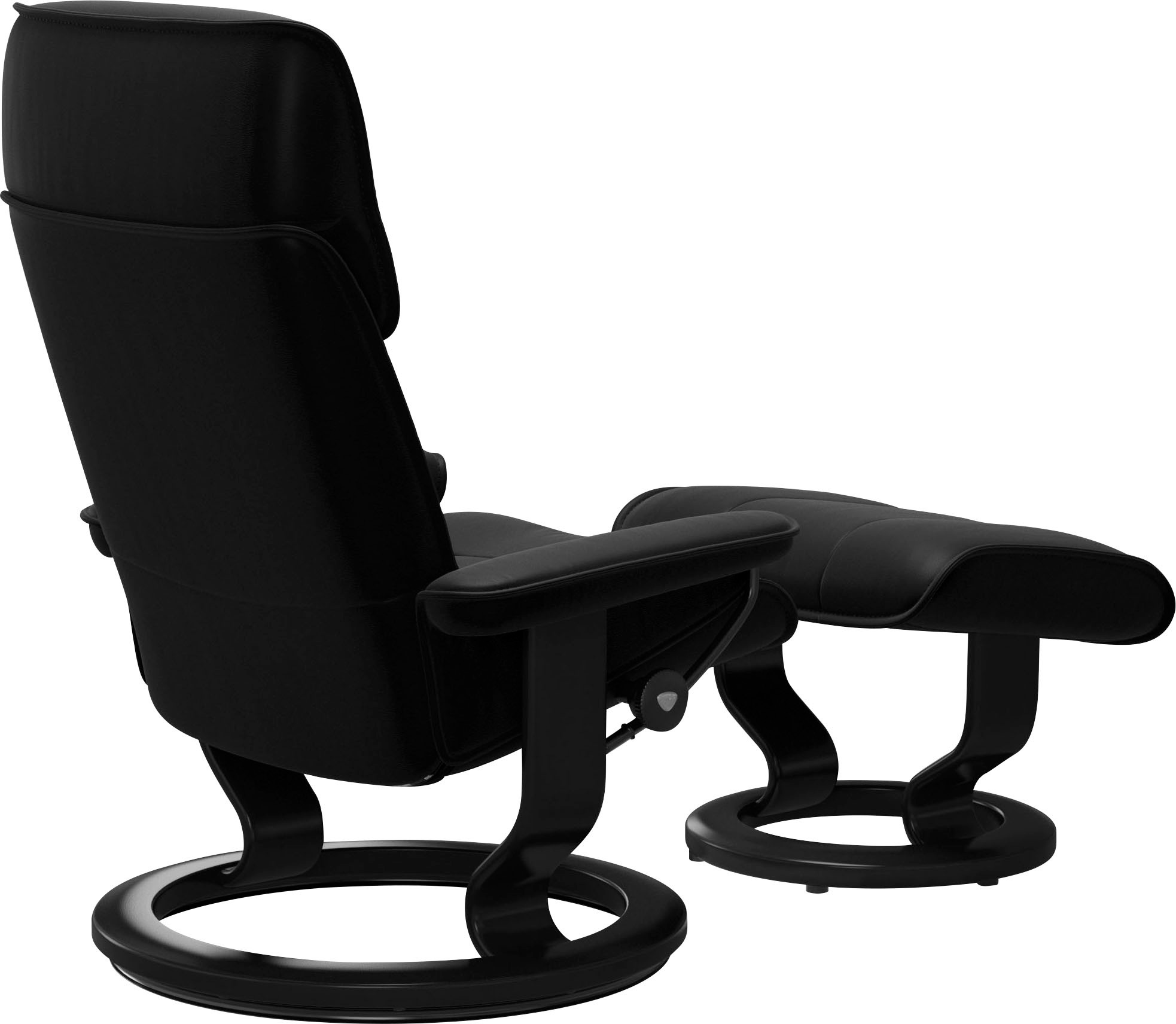 Fußhocker STRESSLESS "Admiral", schwarz (schwarz batick), B:55cm H:38cm T:39cm, Leder BATICK: BATICK ist ein leicht korrigiertes, durchgefärbtes und genarbtes Möbelleder, bei dem die meisten Unebenheiten und Spuren in der Regel entfernt wurden., Hocker, F 3