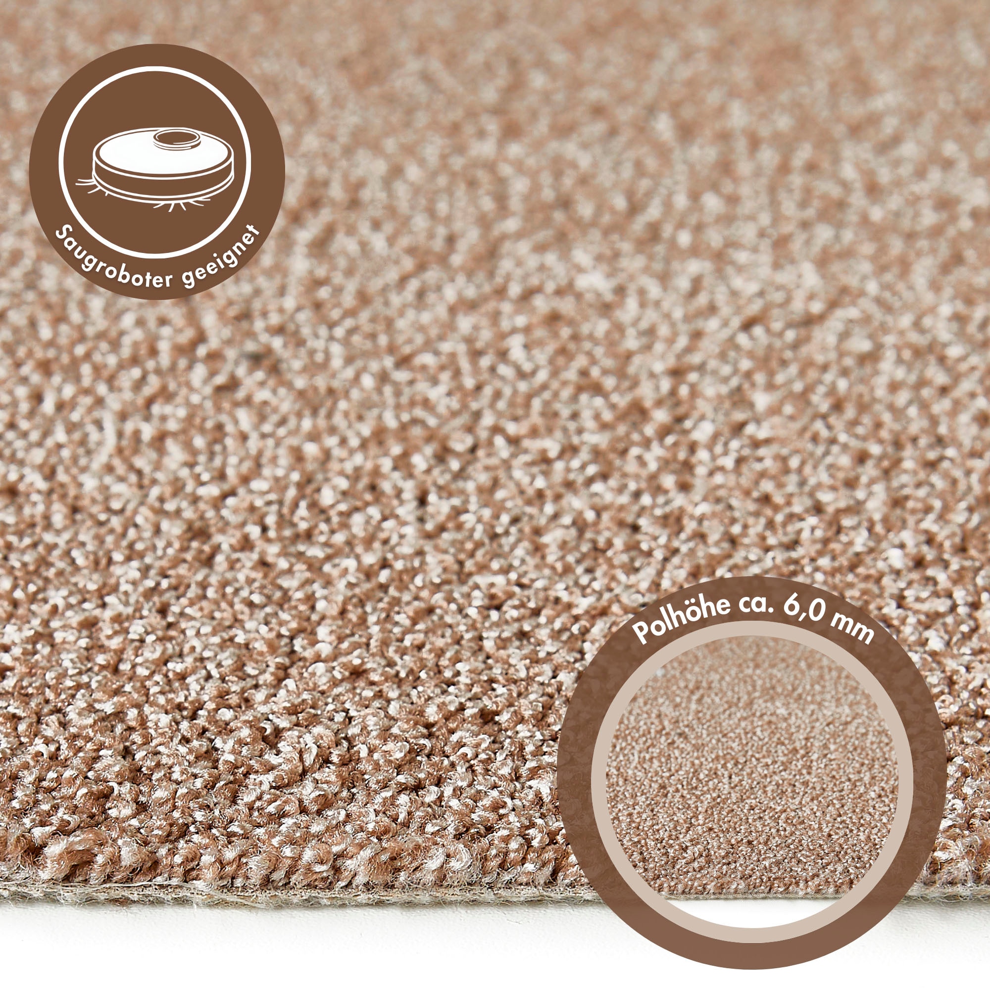 Andiamo Teppichboden »Rubinoy, Schlinge, Made in Belgium«, rechteckig, 0,8 mm Höhe, Breite 400 cm oder 500 cm, Wohnzimmer, strapazierfähig & robust