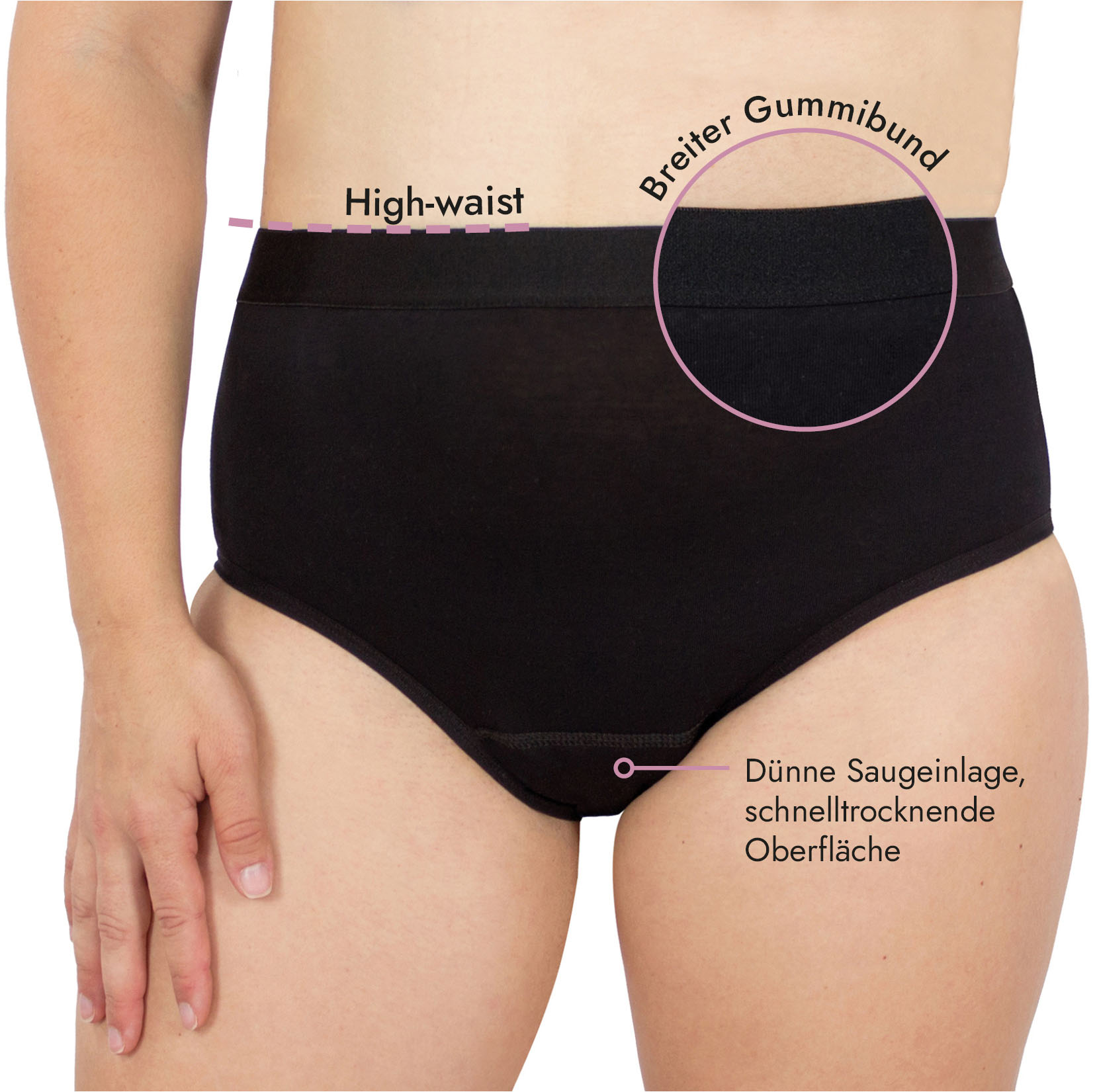Hydas Inkontinenzslip "mit integrierter dünner, 5-Lagen-Technologie Saugeinlage, High-Waist" Schutz bei Blasenschwäche, während der Periode oder im Wochenbett