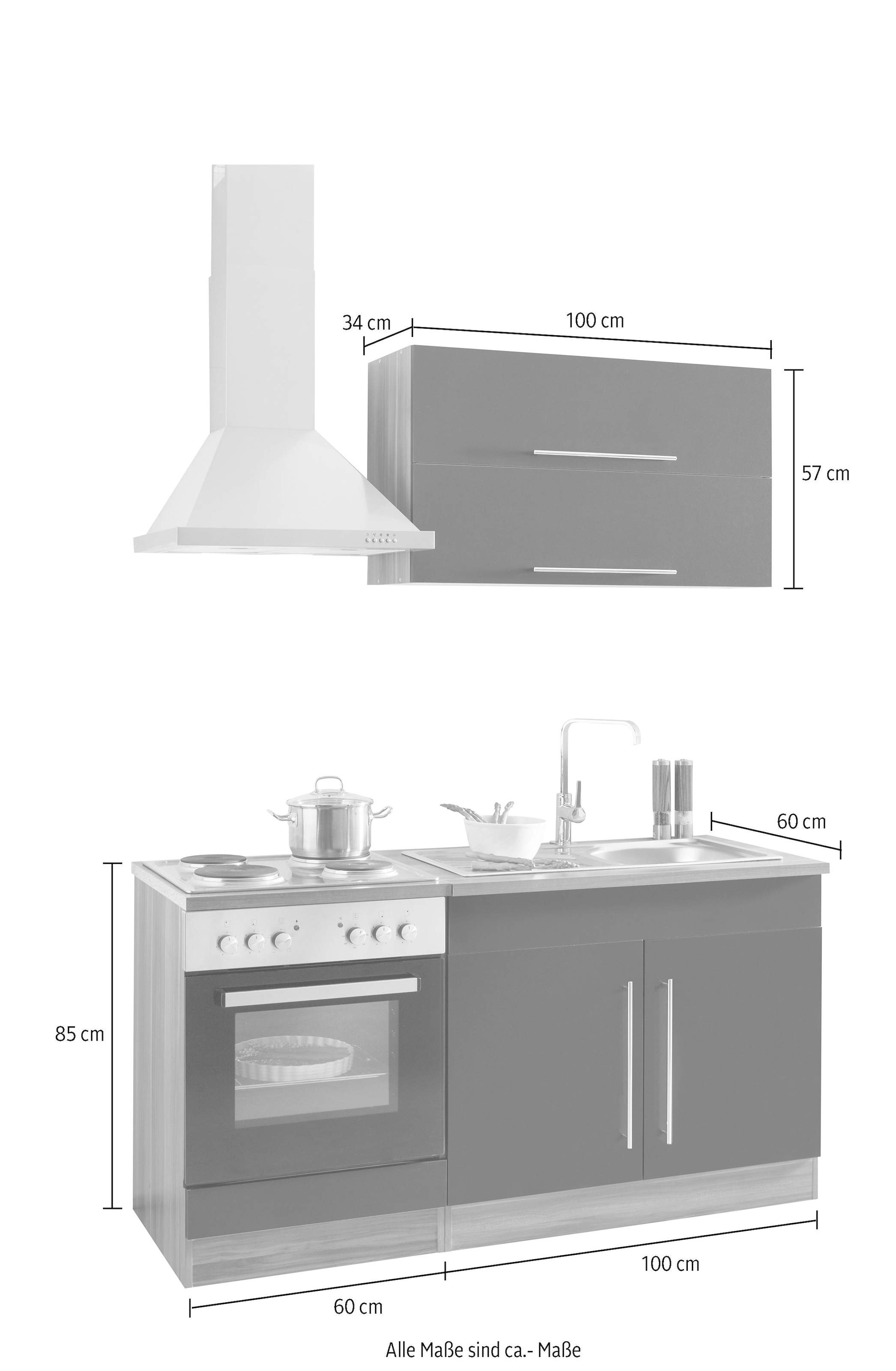 HELD MÖBEL Küchenzeile »Samos«, mit E-Geräten, Breite 160 cm bestellen |  BAUR