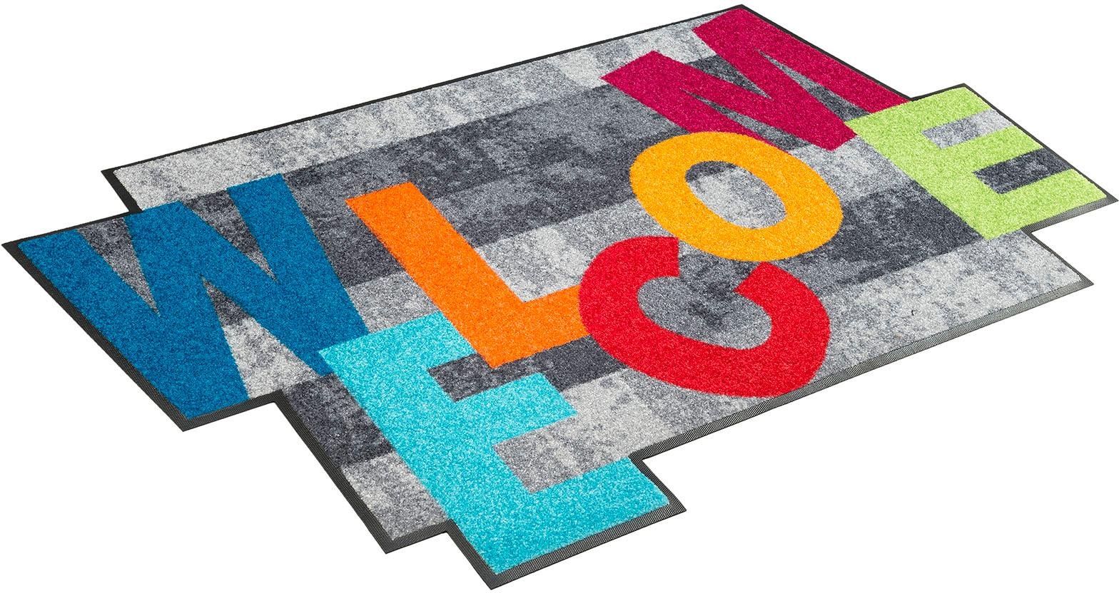 wash+dry by Kleen-Tex Teppich "Crazy Welcome" rechteckig 7 mm Höhe mit Spru günstig online kaufen