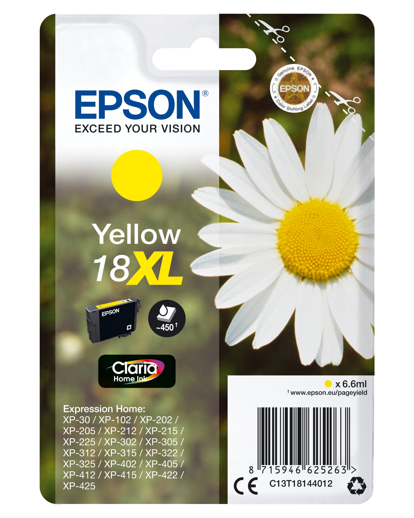 Tintenpatrone »Epson Daisy Singlepack Yellow 18XL Claria Home Ink«