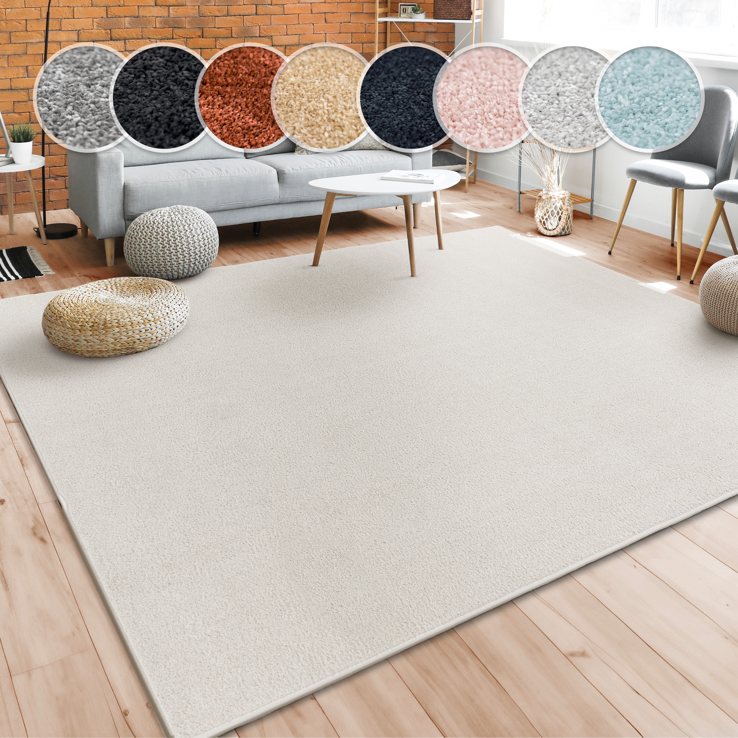 Teppich PACO HOME "Porto 890", beige (cream), B:60cm H:13mm L:100cm, Obermaterial: 100% Polypropylen, Teppiche, Teppich, Kurzflor, Uni-Farben, ideal im Wohnzimmer & Schlafzimmer