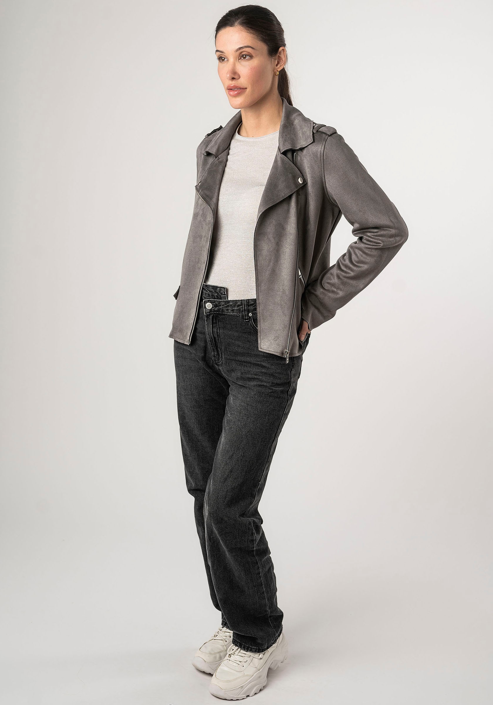 Mauritius Lederimitatjacke »2Wtomiwa« mit Schulterklappen, mit Nieten