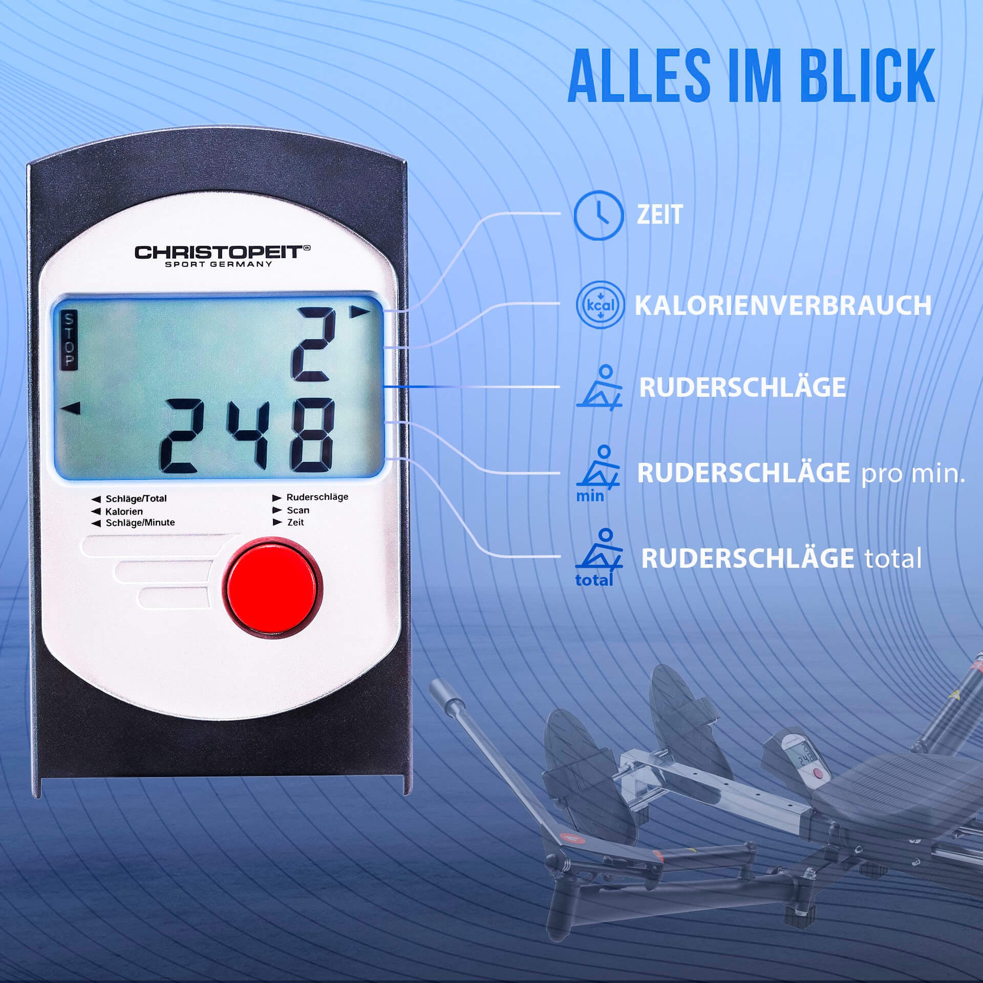 Rudergerät CHRISTOPEIT SPORT "Accord NEU", schwarz, RudergeräteB:159cm H:70cm L:132cm, Rudermaschine, Hydraulikzylinder, klappbar, B:159cm H:70cm L:132cm 7