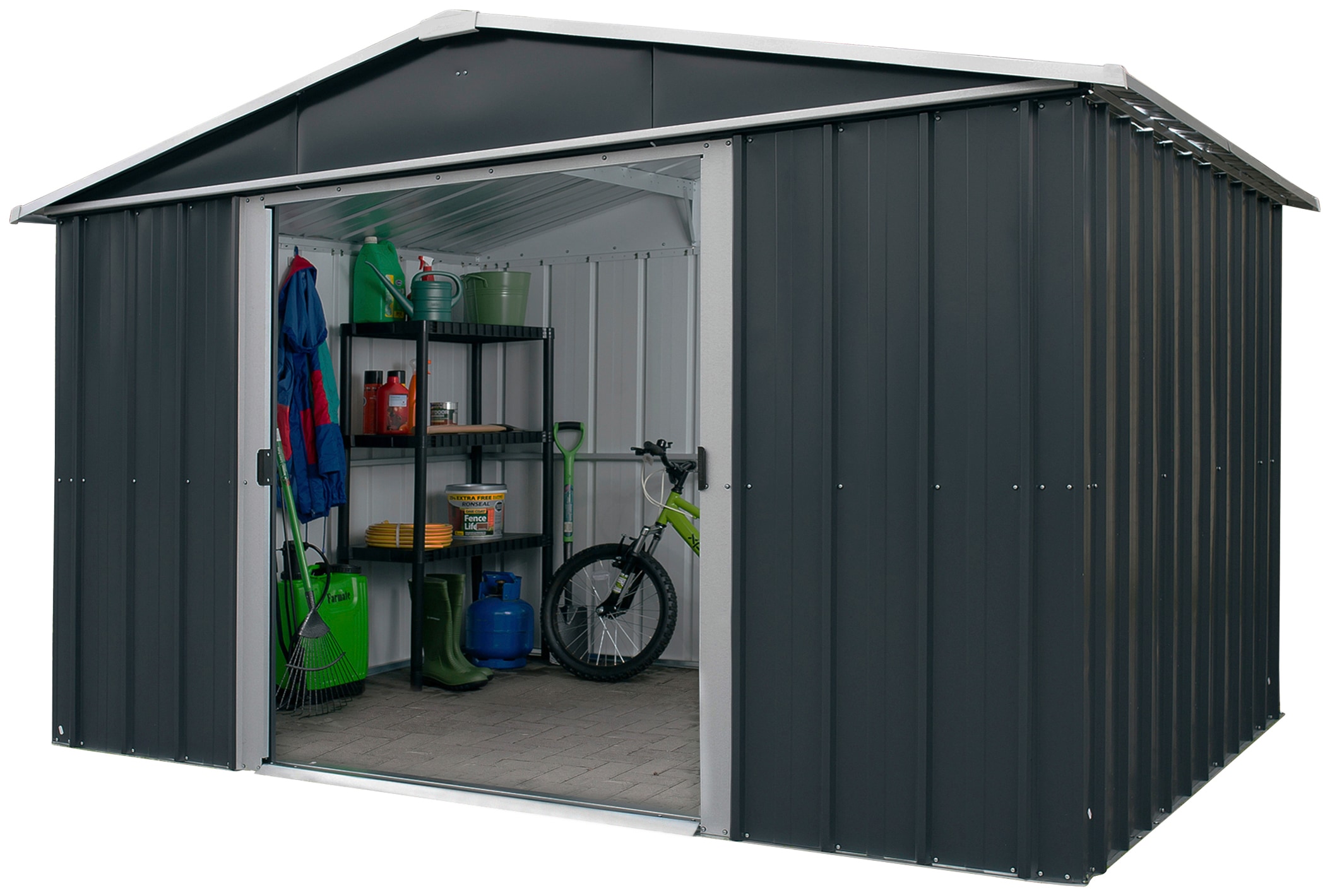 Gerätehaus YARDMASTER, grau, Stahlblech, Garten, Gerätehäuser, "Heidelberg 65", Metall, mit Bodenrahmen