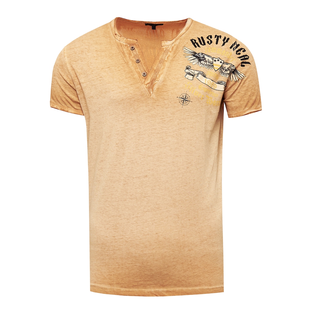 Rusty Neal T-Shirt, mit modischer Knopfleiste