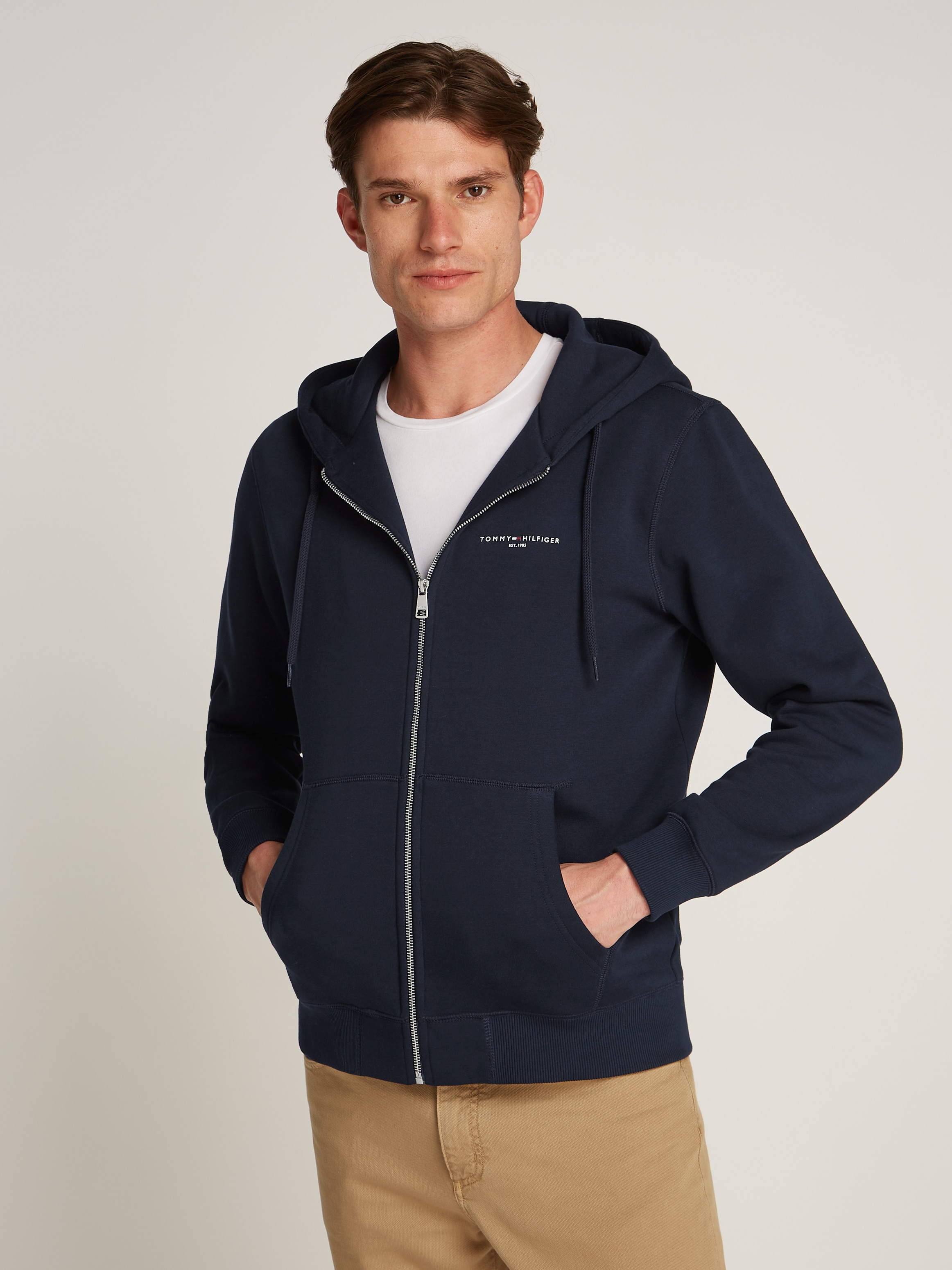 Tommy Hilfiger Sweatjacke "SMALL TOMMY LOGO ZIP HDD", mit Logoschriftzug günstig online kaufen