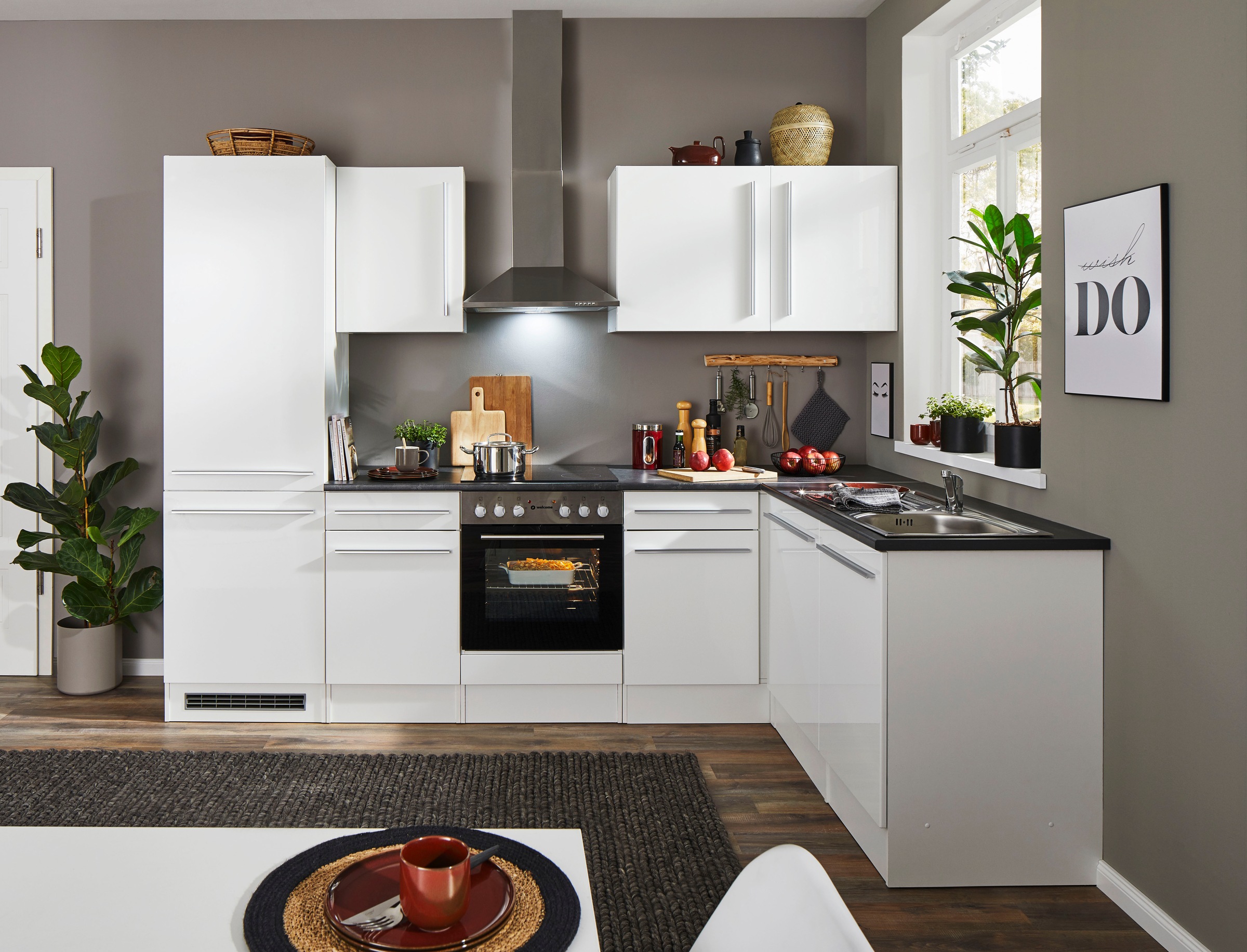 BASIC by Balculina Winkelküche »Jazz«, Stellbreite 280x175 cm, wahlweise mit E-Geräten