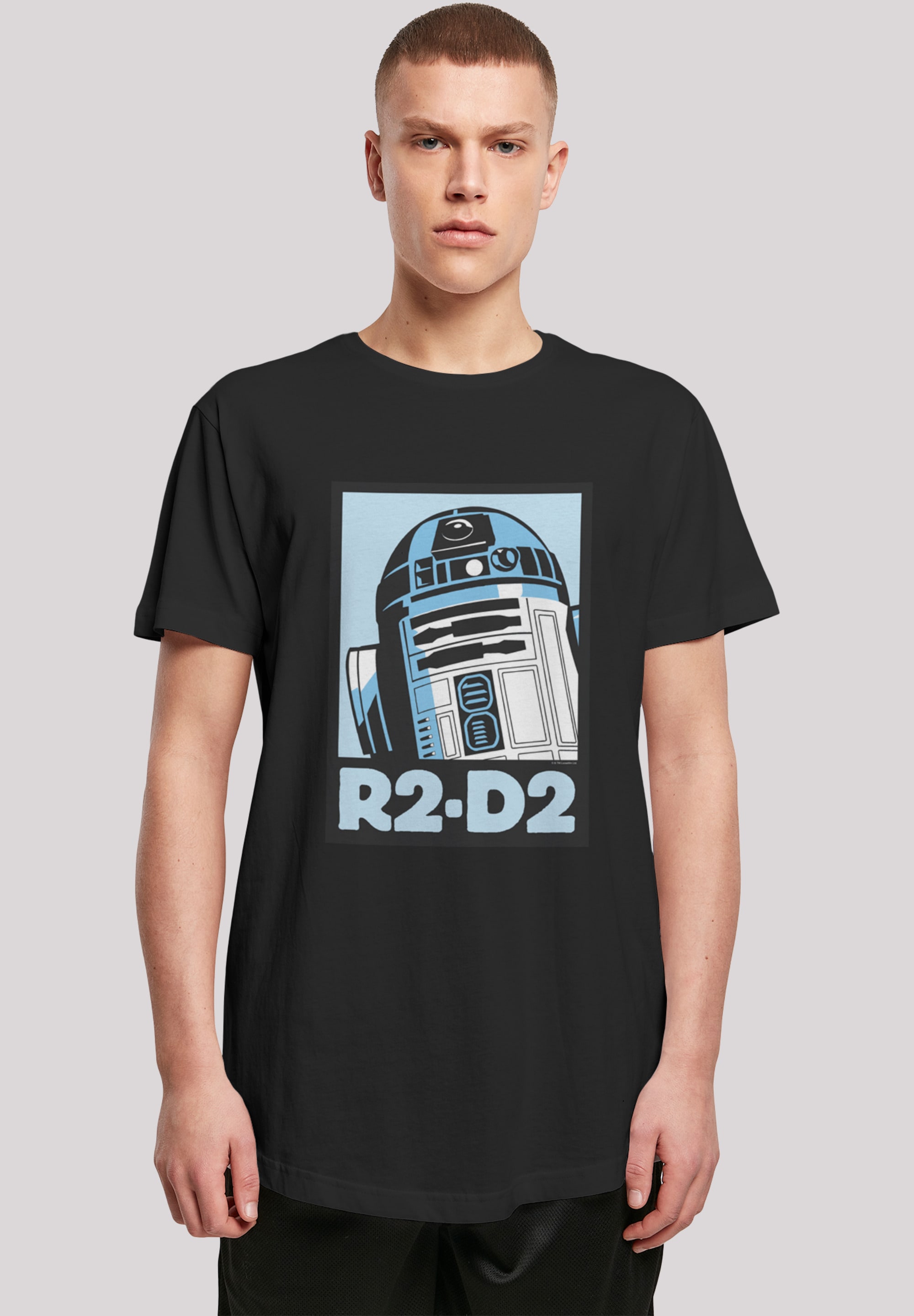 F4NT4STIC Kurzarmshirt »F4NT4STIC Herren Star Wars R2-D2 Poster with Shaped Long Tee«, (1 tlg.)