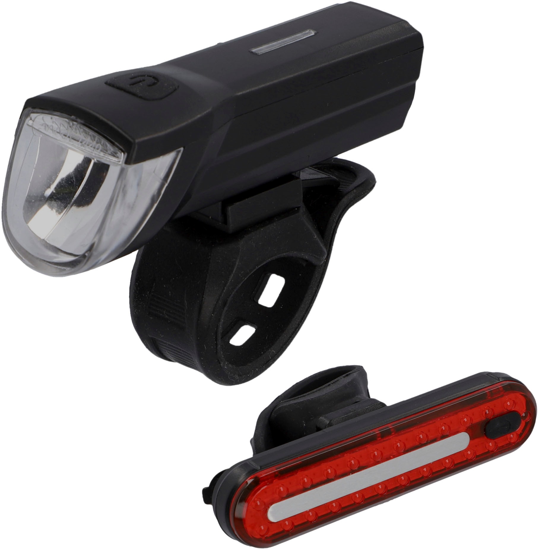 FISCHER Fahrrad Fahrradbeleuchtung "LED-Akku Bel.-Set STOP-30/15", (Set, 2 tlg., Front- und Rücklicht)