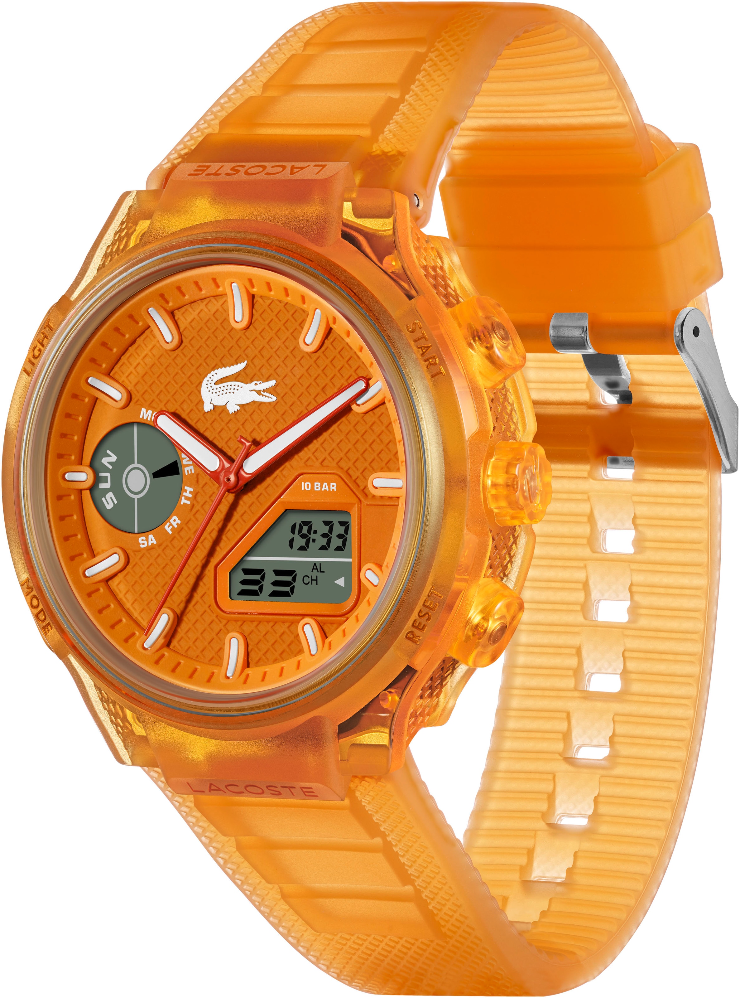 Lacoste Quarzuhr »LC33«, Armbanduhr, Herrenuhr, Silikonarmband, analog, digital, Wochentag