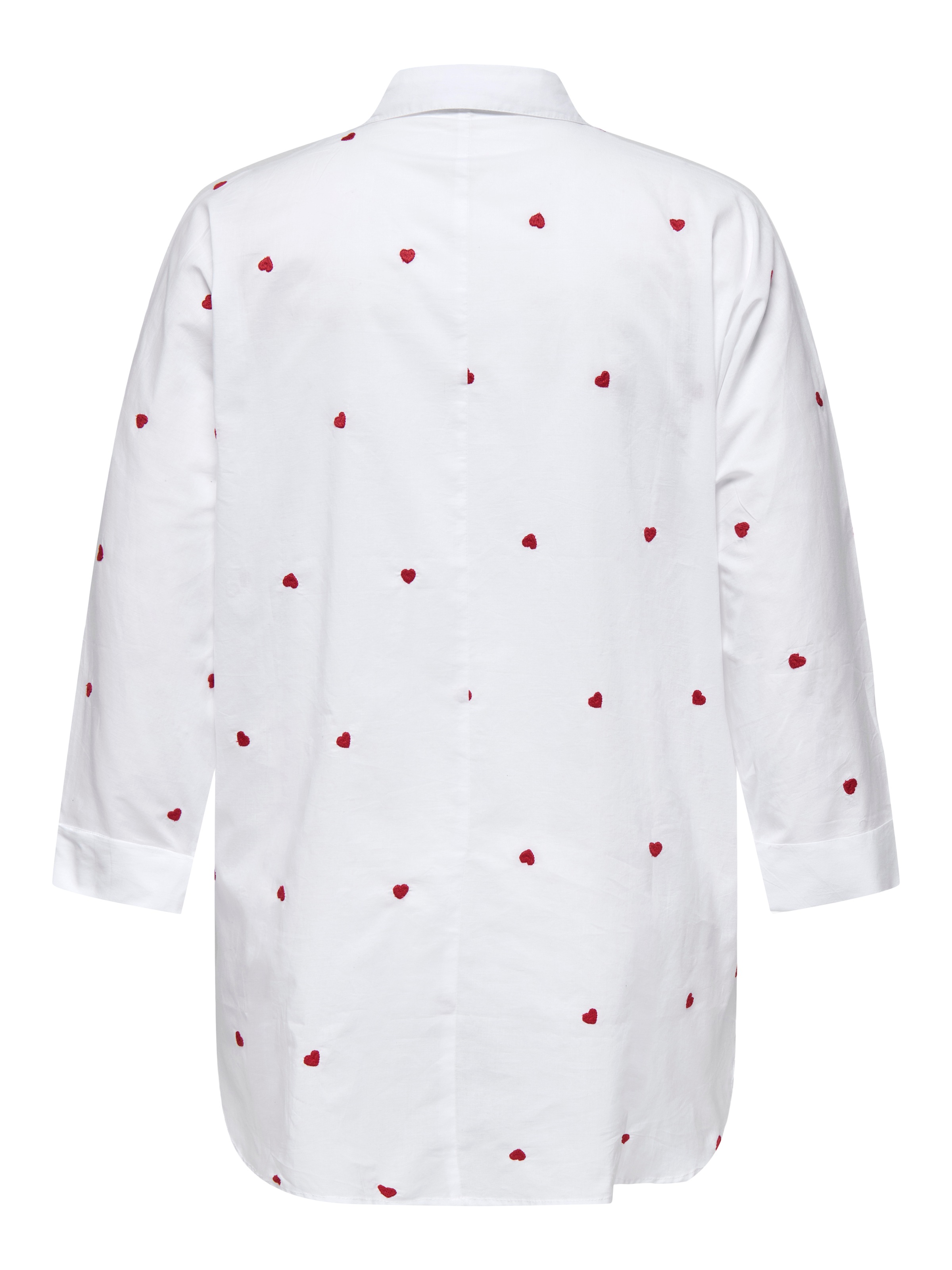 Langarmbluse ONLY CARMAKOMA "CARNEW LINA GRACE LS EMB SHIRT WVN NOOS", Damen, Gr. 46, hellweiß aop:heart, Web, Obermaterial: 100% Baumwolle, bestickt, regular fit normal, Blusen, Baumwolle 3