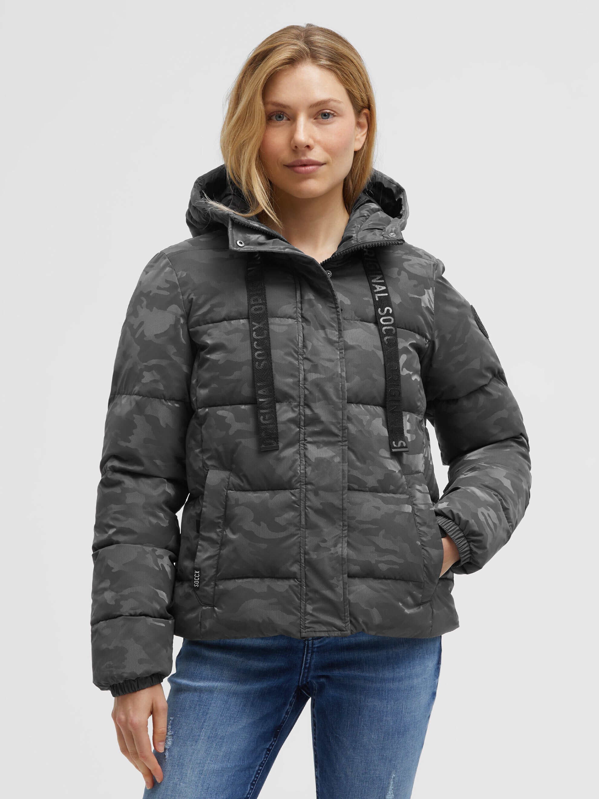 SOCCX Winterjacke mit Kapuze mit Reißverschluss an den Einschubtaschen
