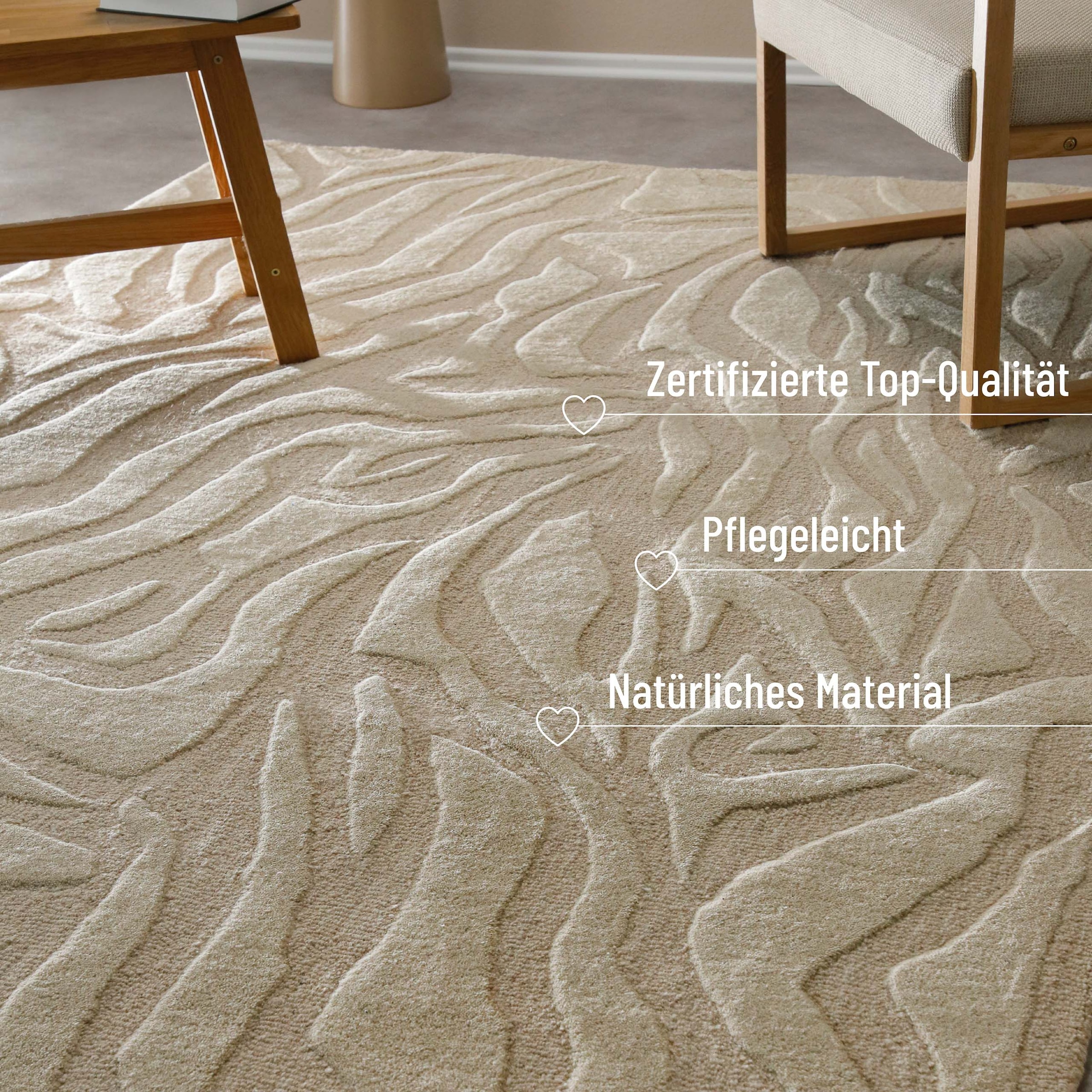Wecon home Teppich »Lior«, rechteckig, 10 mm Höhe, Wollteppich, abstrakt, hochwertig, handgetuftet, robust, modern