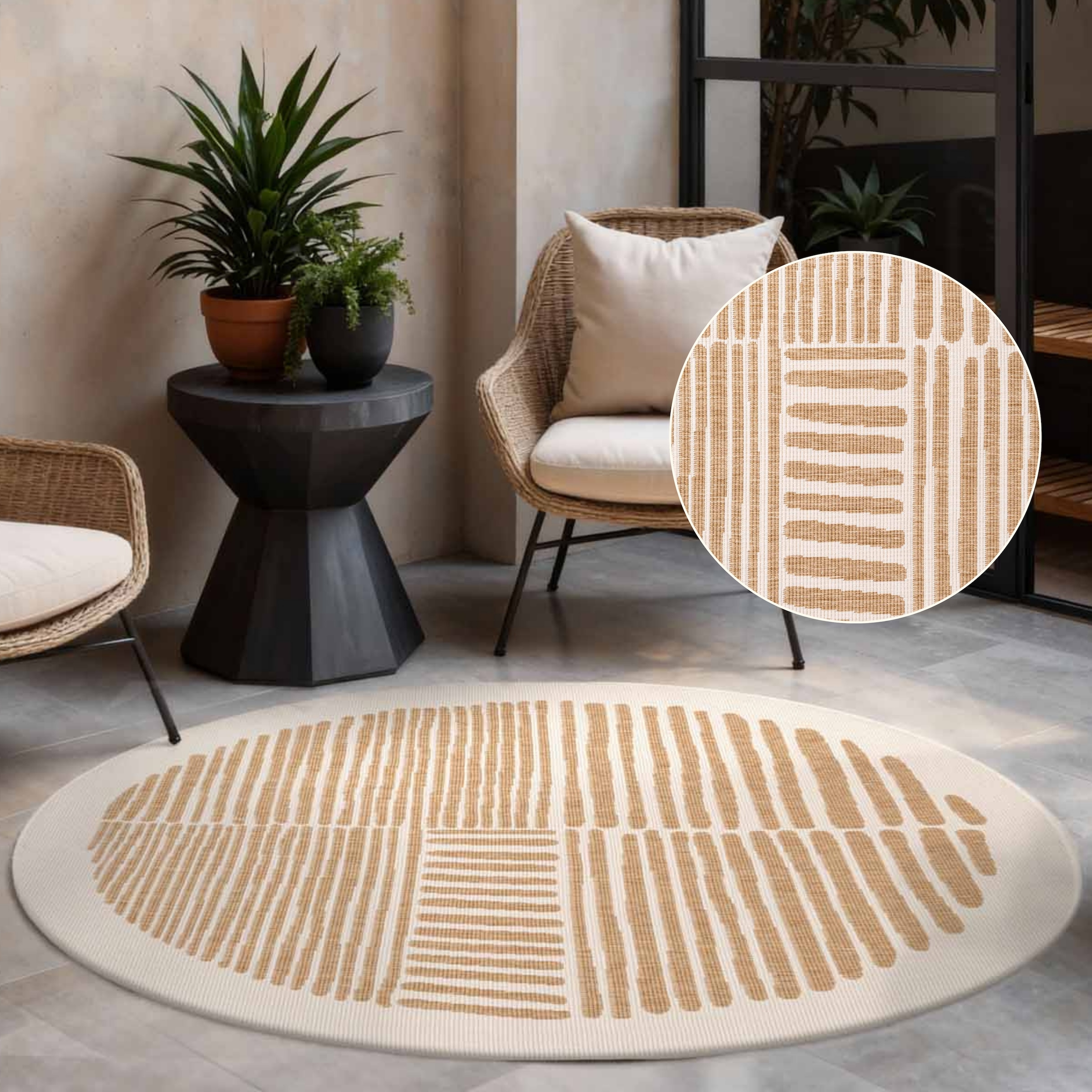 Ted Baker Teppich "Bounds, Wendeteppich" rund 8 mm Höhe Designteppich, Wetterfest, Pflegeleicht, Modern, Wohnzimmer, Terrasse