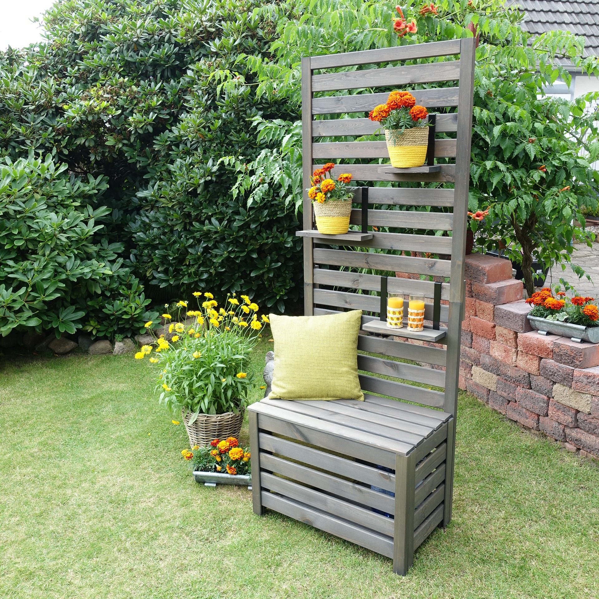 promadino Spalier »für Balkon und Garten«, Sitzgelegenheit und Sichtschutz, L70xT40xH180cm, Volumen: 91 Liter