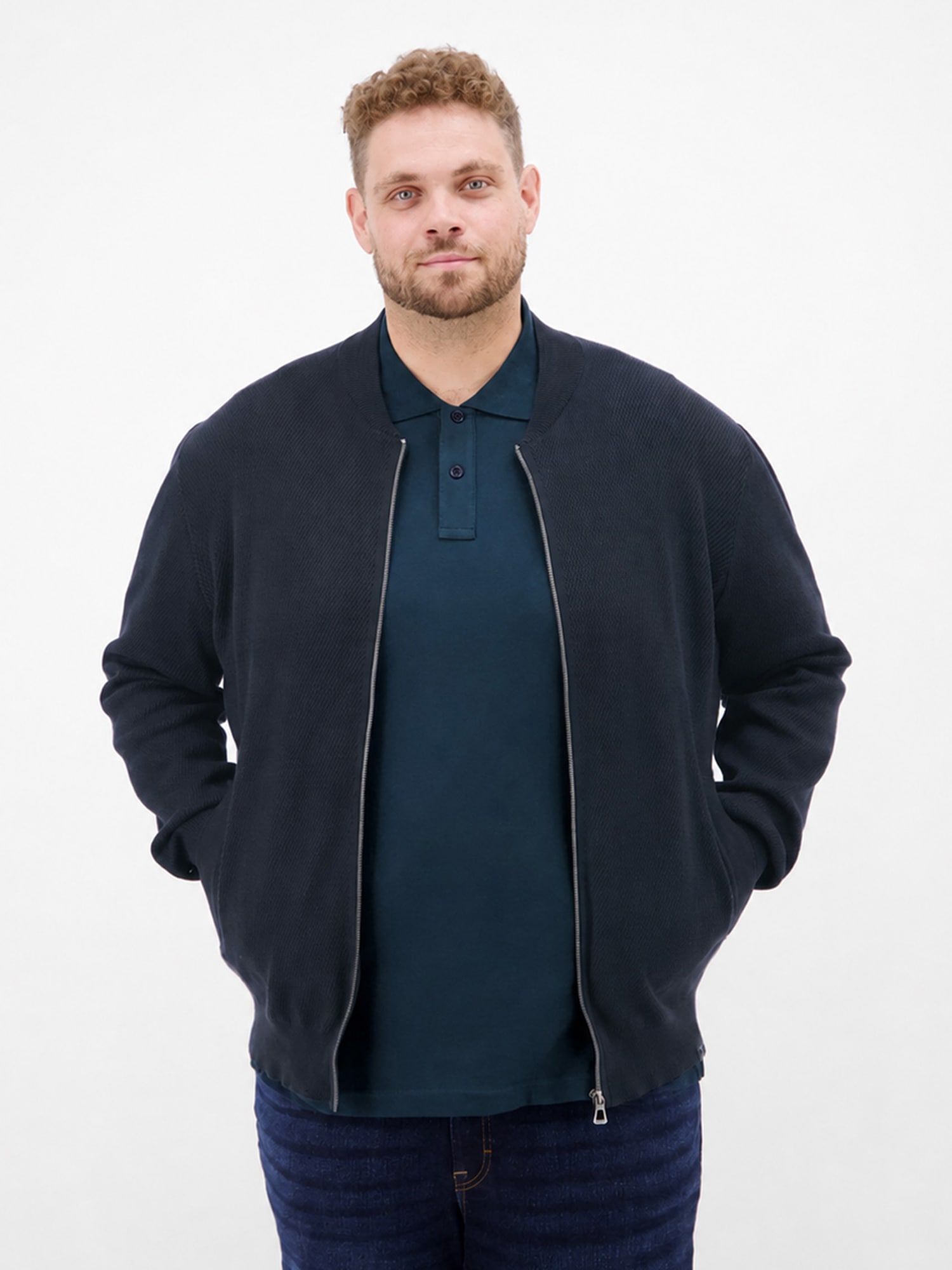 LERROS Strickjacke »Strickjacke aus Baumwolle mit flachem Kragen, große Größen«