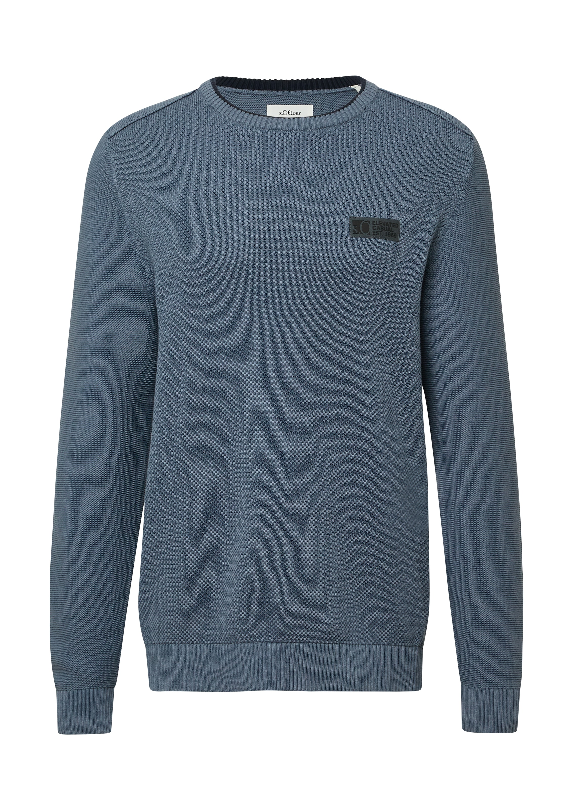 s.Oliver Strickpullover aus strukturierter Qualität, mit Logo-Badge, Regular Fit