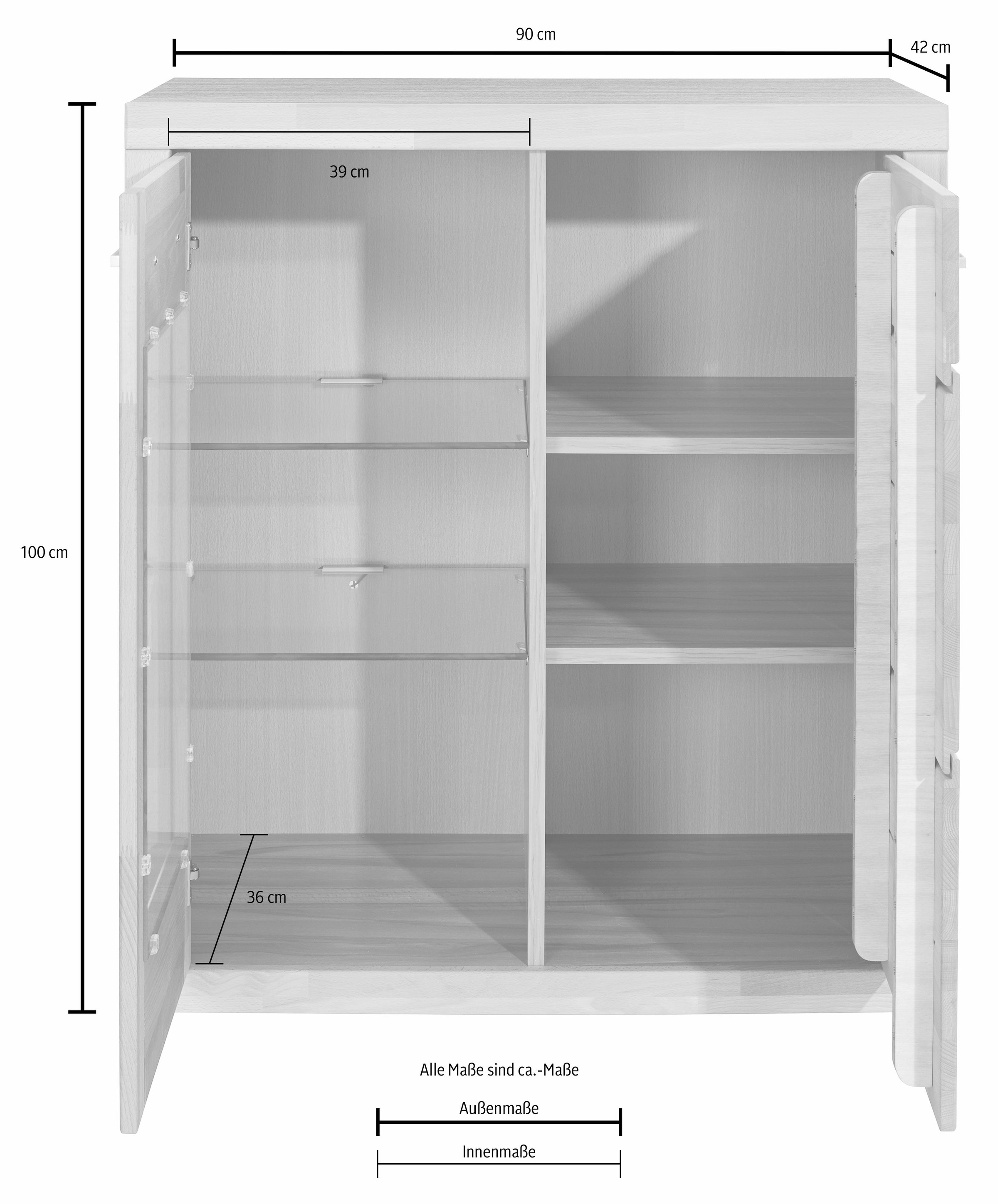 Home affaire Vitrine "Logo,100cm hoch,42 cm tief,Fronten Massivholz,6Fächer günstig online kaufen
