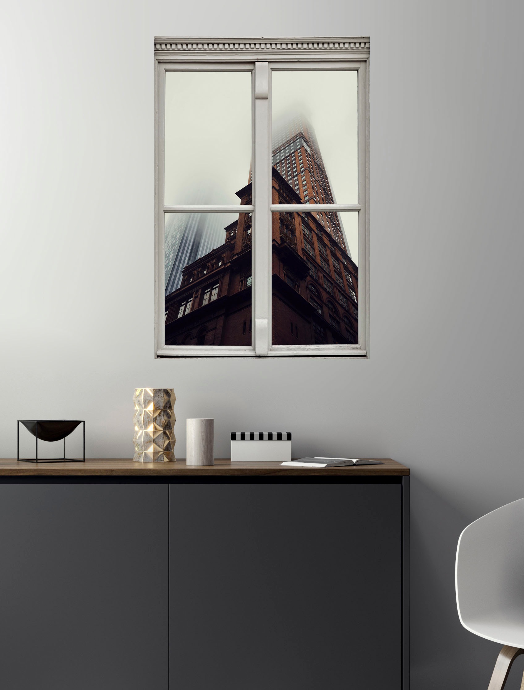 queence Wandsticker »Hochhaus«, Wandsticker, Wandbild, selbstklebend, 3D, Fenster