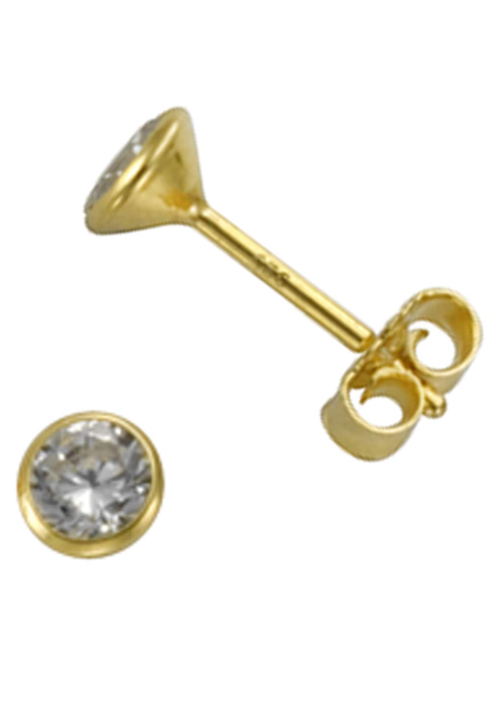 FIRETTI Damen Paar Ohrstecker "Schmuck Geschenk Silber 925 Ohrschmuck Solitär", 4, Silber 925 (Sterlingsilber), gold, Silber 925 (Sterlingsilber),