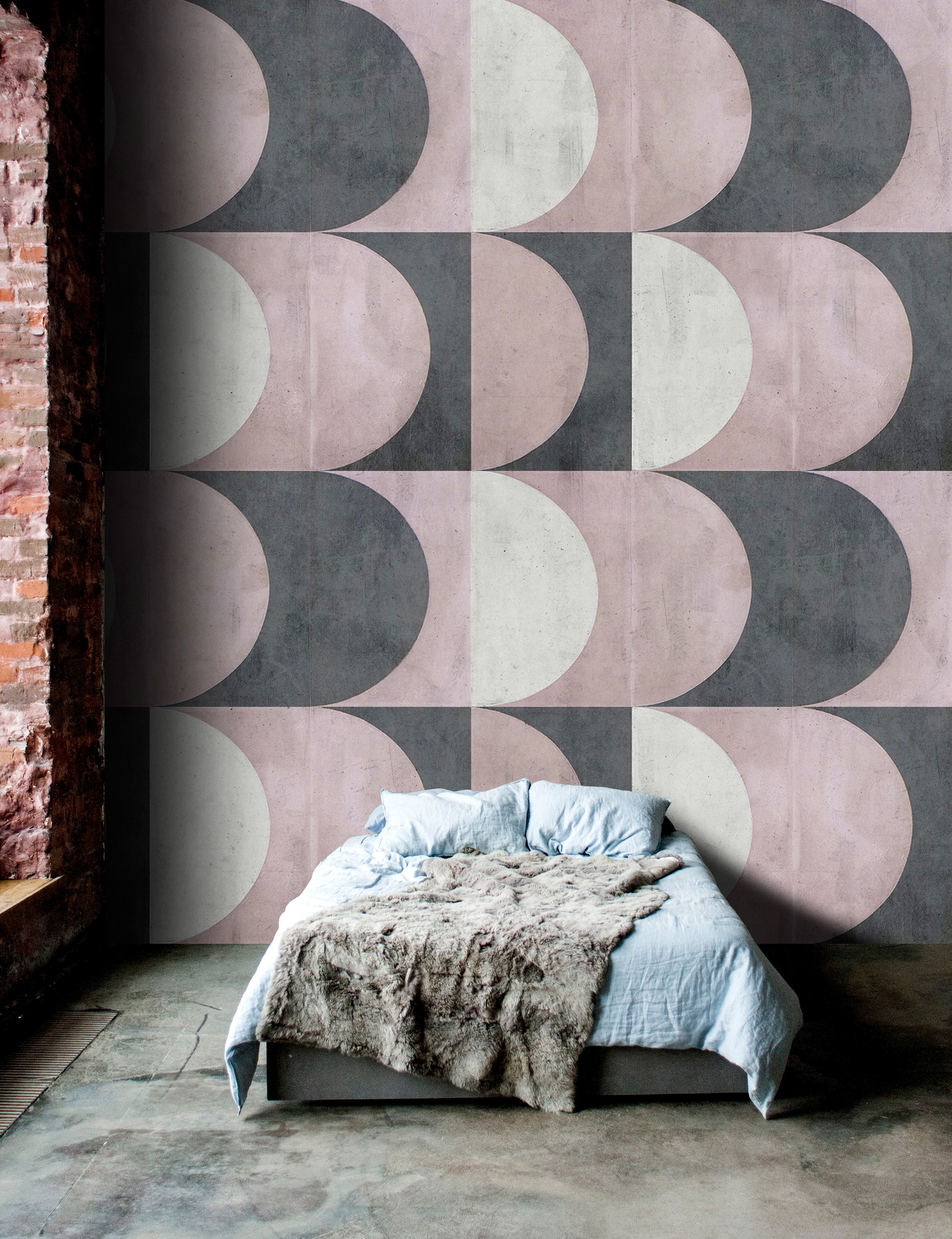 living walls Vliestapete "Geometrische Tapete Halbkreise Retro Mustertapete" matt glatt