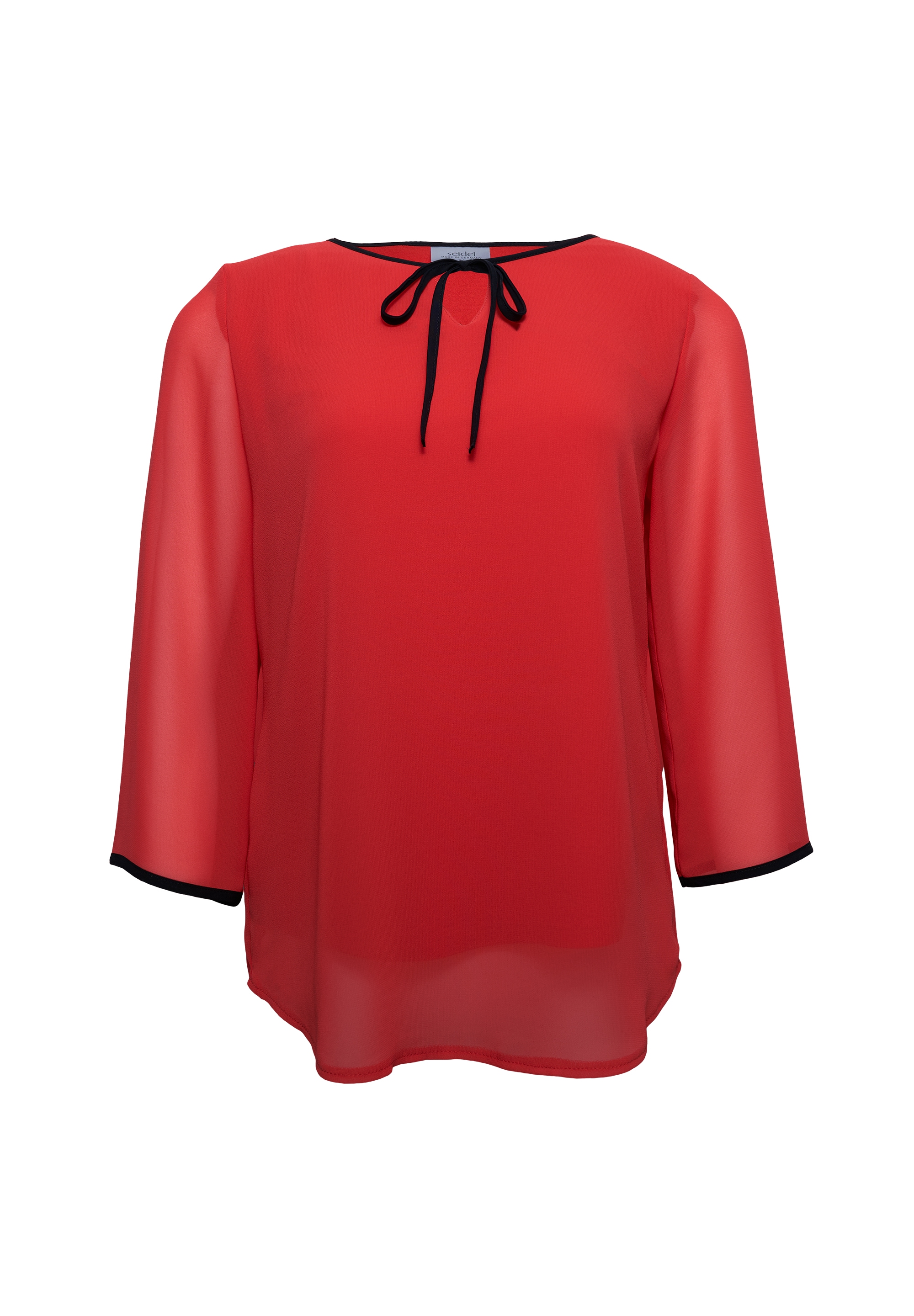 Seidel Moden Chiffonbluse, 3/4 -Arm mit transparenten Ärmeln und MADE IN GERMANY